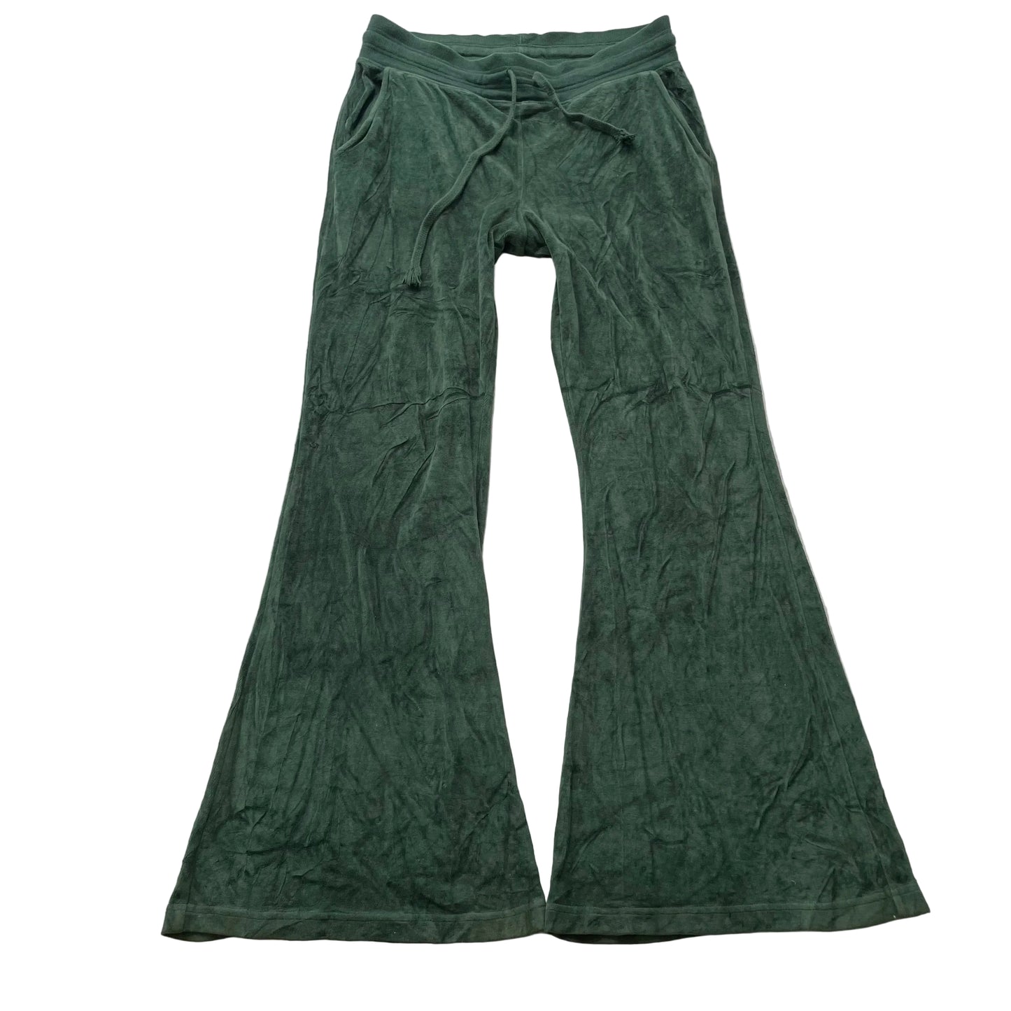 Vintage Juicy Couture Women's Dark Green Velour Flared Leg Track Pants Y2k Size L