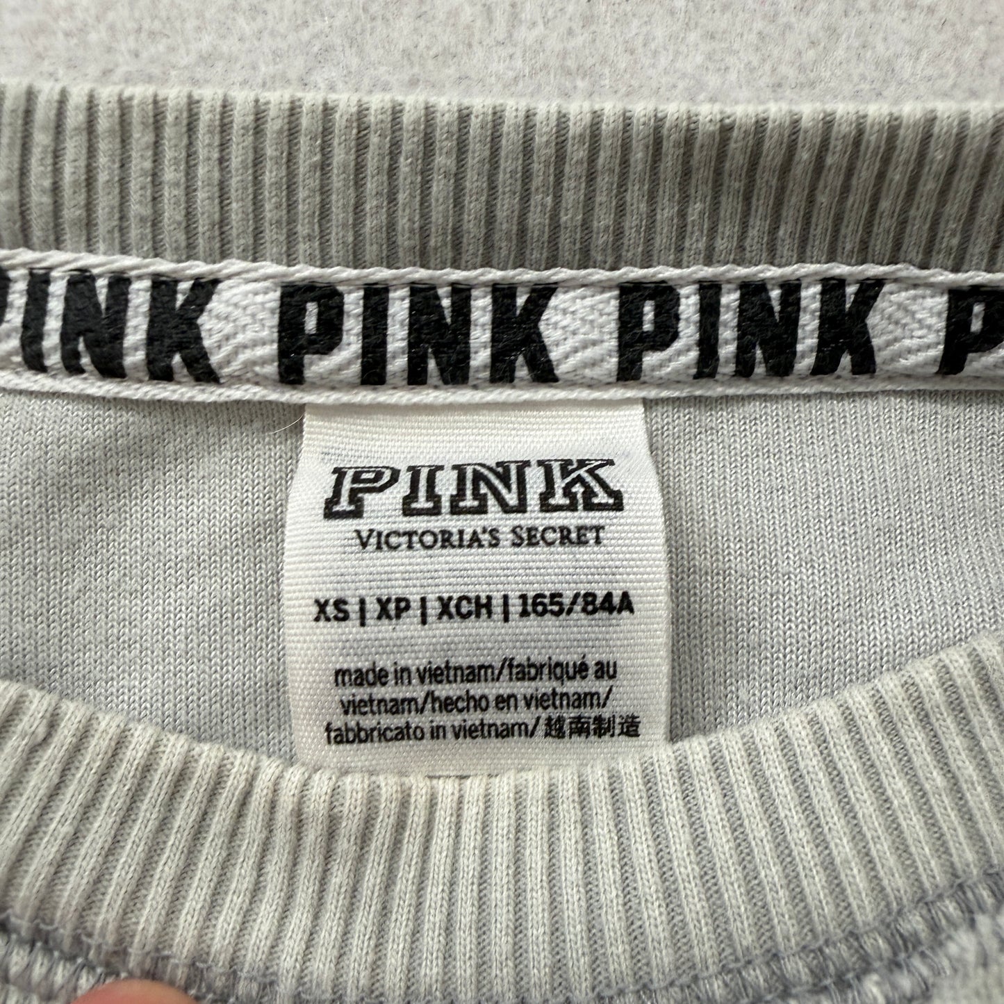 Victoria's Secret PINK Women's Gray Crushed Velvet Crew Neck Sweatshirt Size XS