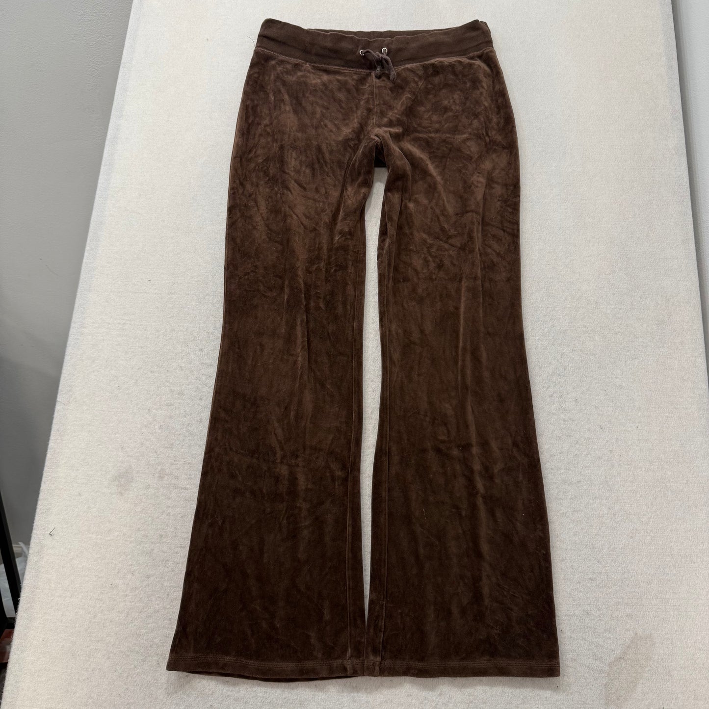 Juicy Couture Women's Chocolate Brown Flared Track Pant Snap Flap Pockets Size M