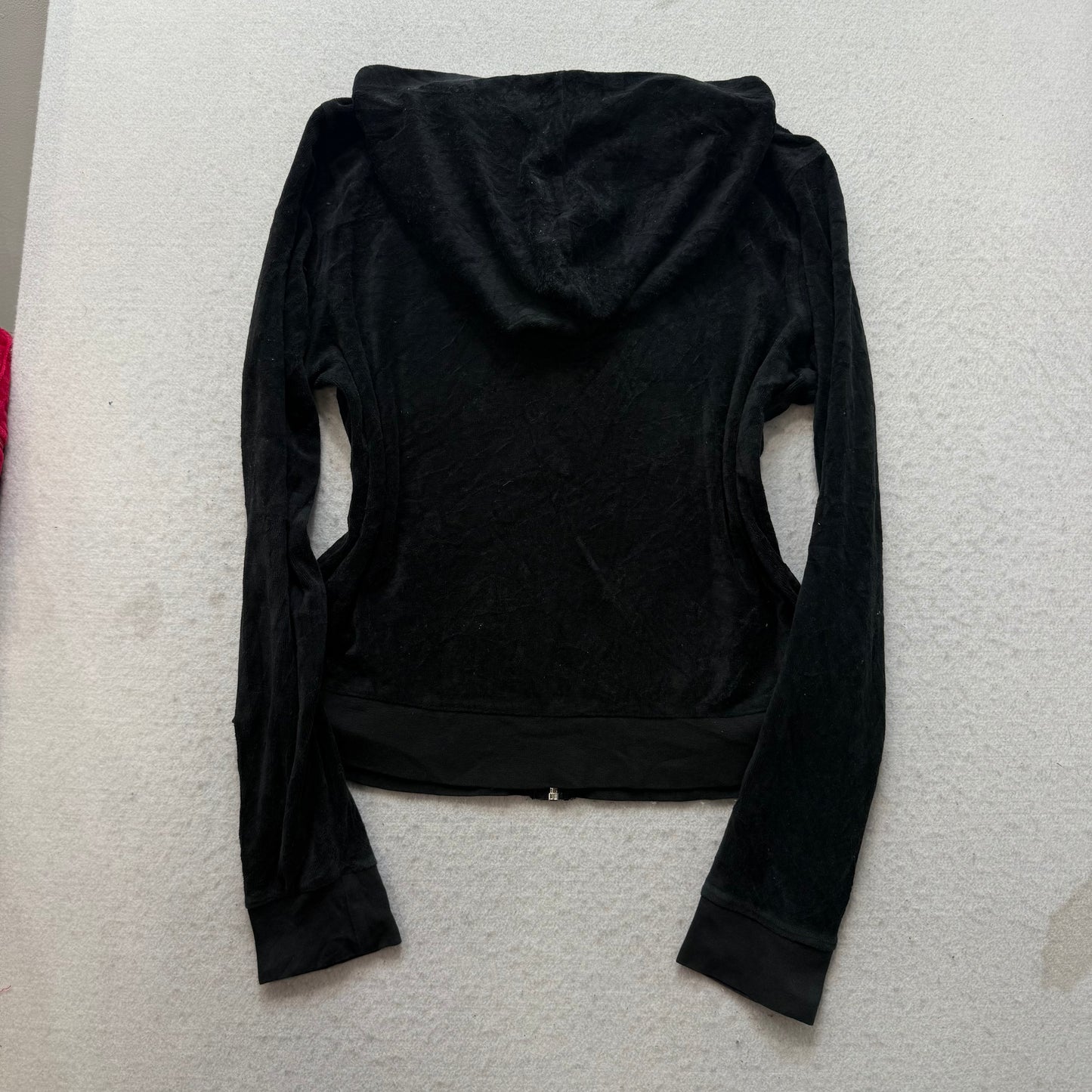 Juicy Couture Women's Black Velour Tracksuit Set Hoodie & Flared Pant Size M/L