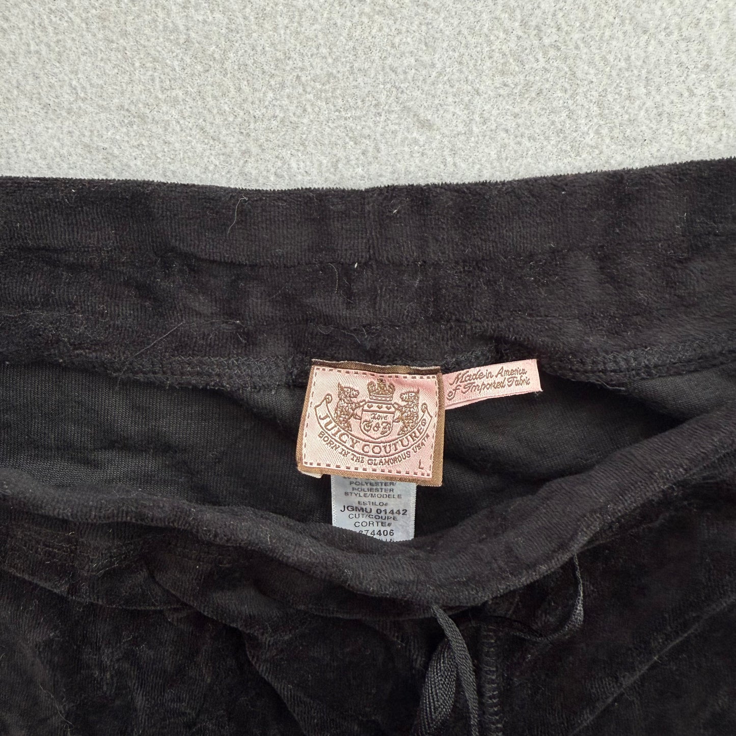 2003 Vtg Juicy Couture Womens Black Velour Tracksuit Set Jacket & Pant Size XL/L