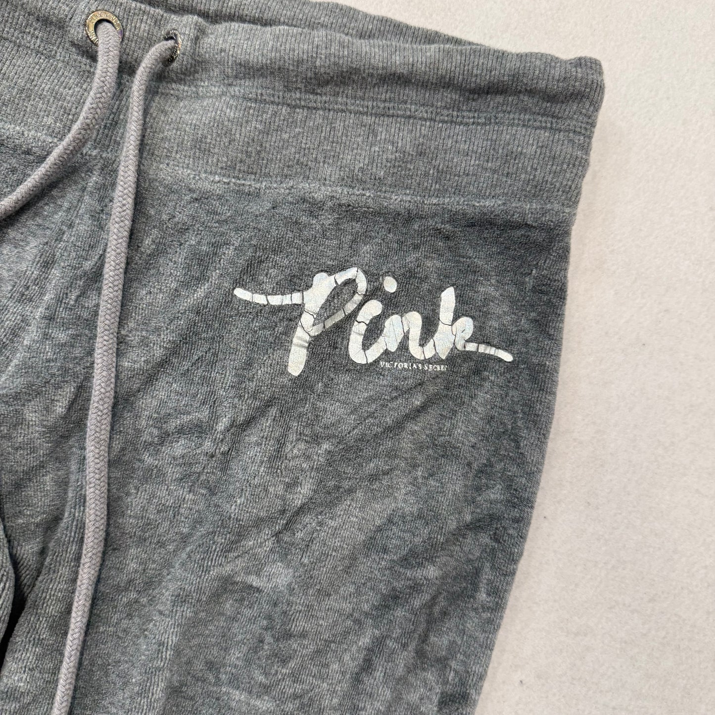 Victoria's Secret PINK Women's Gray Velour Flared Track Pants Drawstring Size S