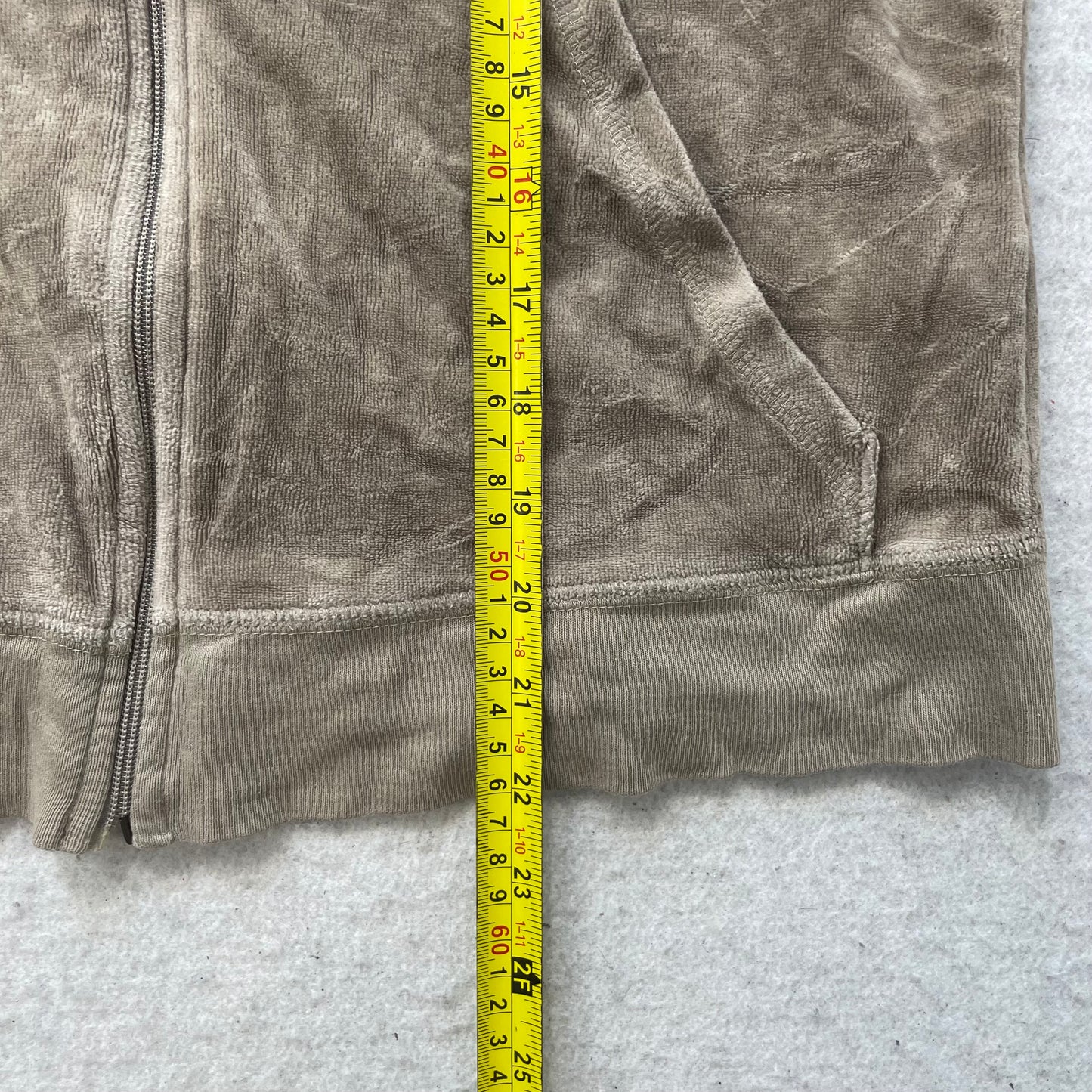 Juicy Couture Women's Tan Velour Zip-Up Track Jacket Long Sleeve Classic Size XL