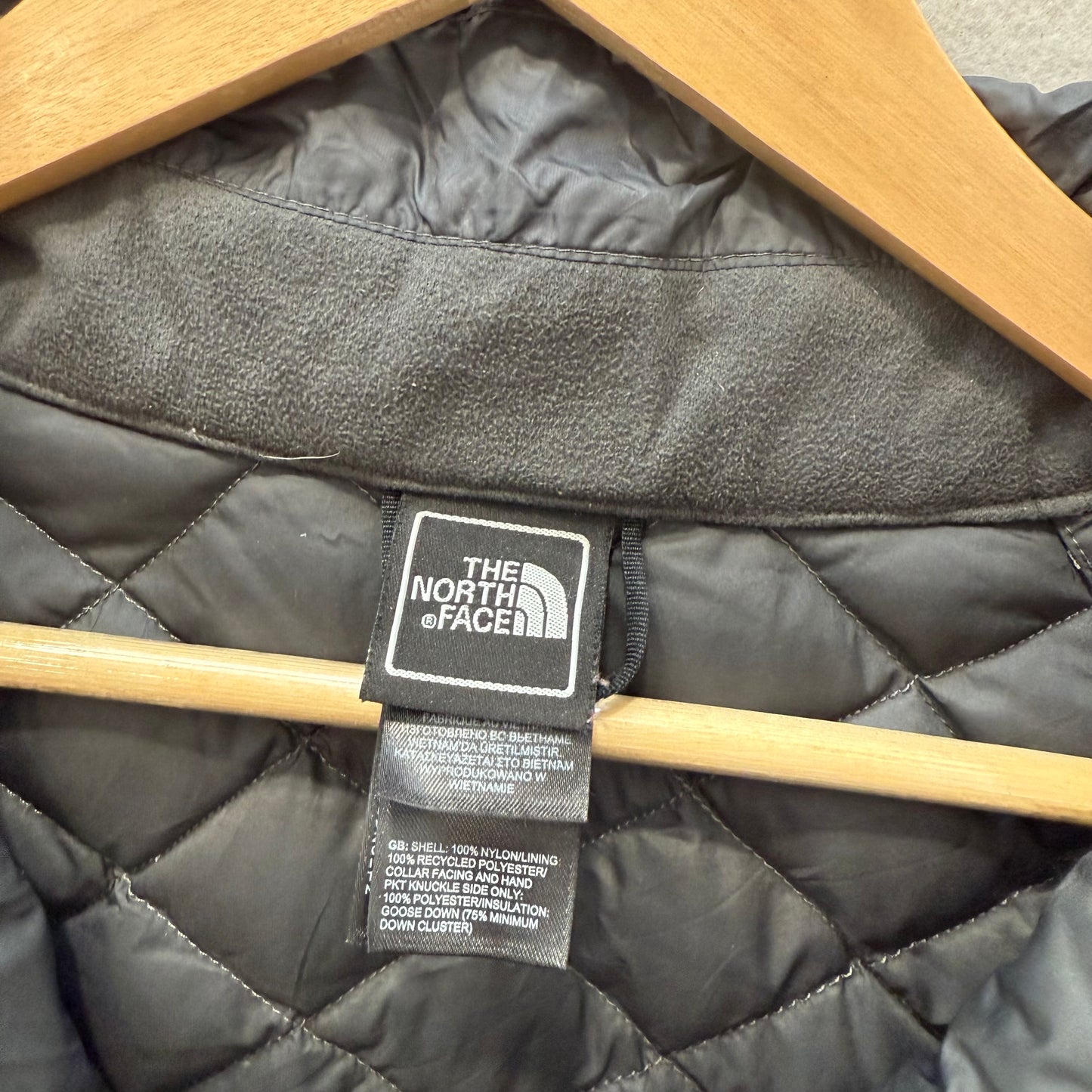 The North Face Women's Gray Diamond Quilted Zip Up Parka Jacket Logo Size XL