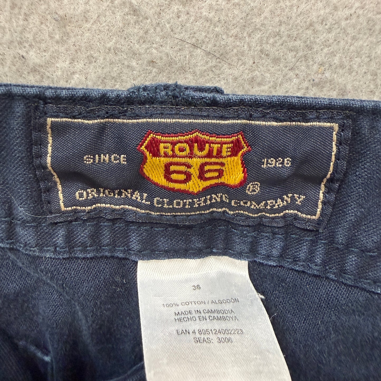 Route 66 Men's Navy Blue Cotton Cargo Shorts Pocket Classic Straight Fit Size 36