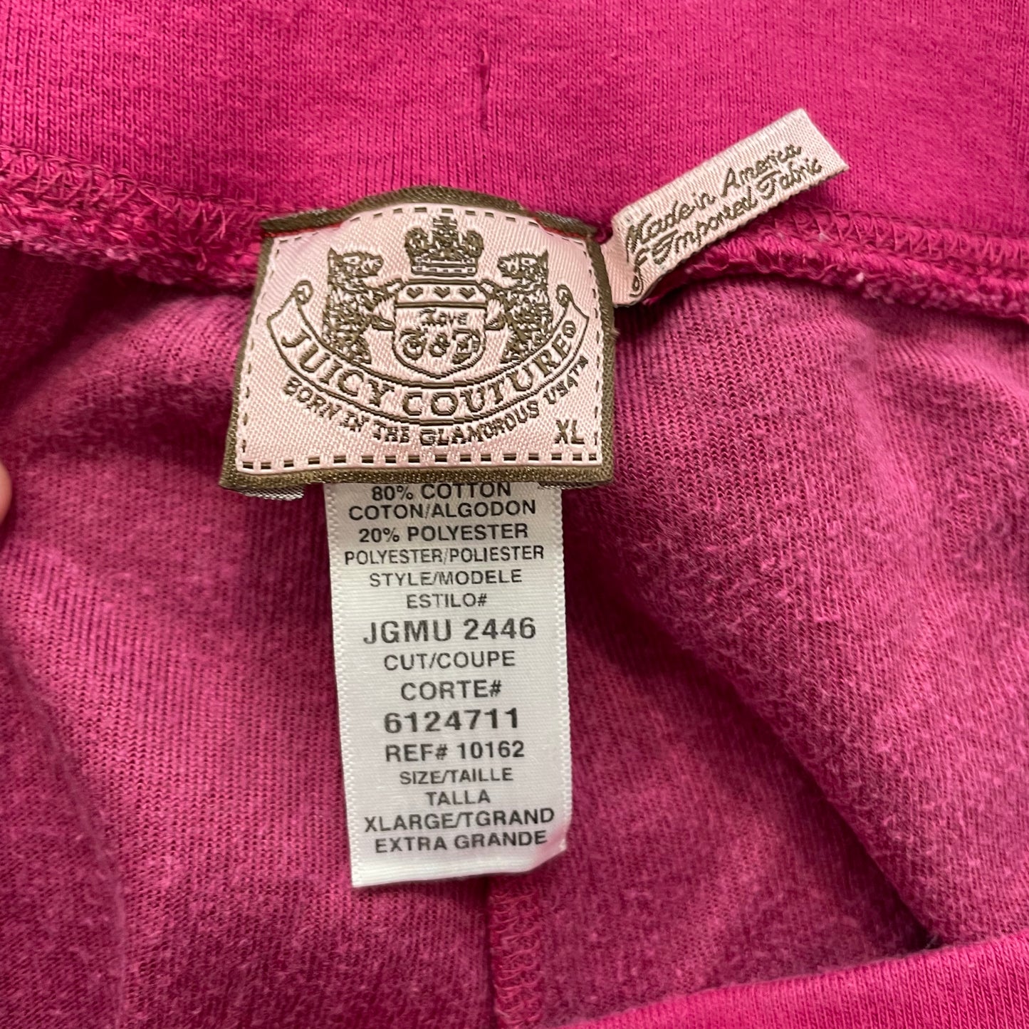 Juicy Couture Women Hot Pink Velour Flared Track Pant Drawstring Pockets Size XL