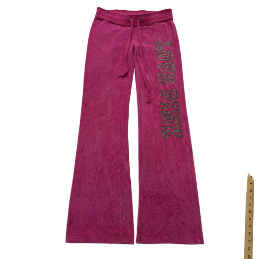 Vintage Victoria’s Secret PINK Love Pink Hot Pink Camo Velour Flare Pants Size XS