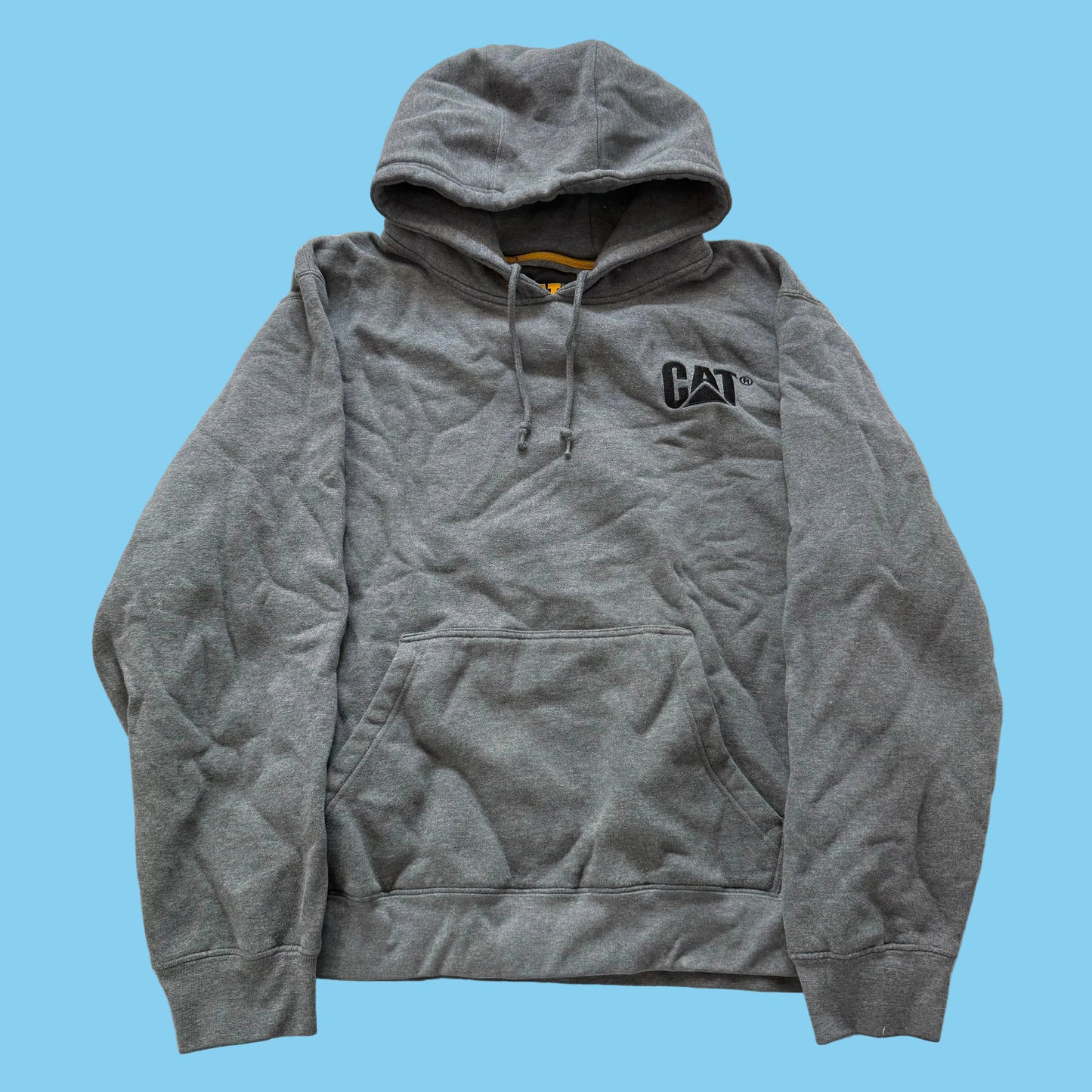 Caterpillar CAT Trademark Men's Gray Hoodie Embroidered Logo Workwear Size 2XL