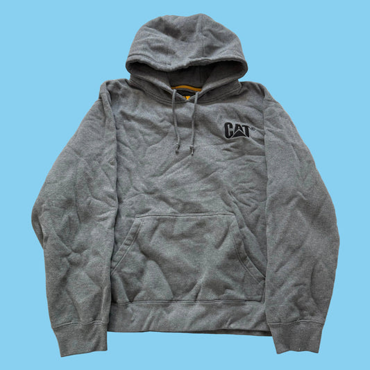 Caterpillar CAT Trademark Men's Gray Hoodie Embroidered Logo Workwear Size 2XL