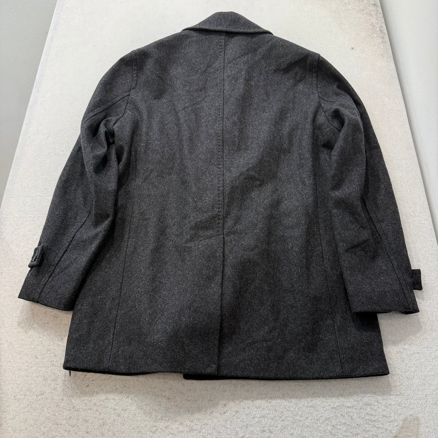 Calvin Klein Mens Charcoal Gray Wool Blend Peacoat Jacket Double Breasted Size M