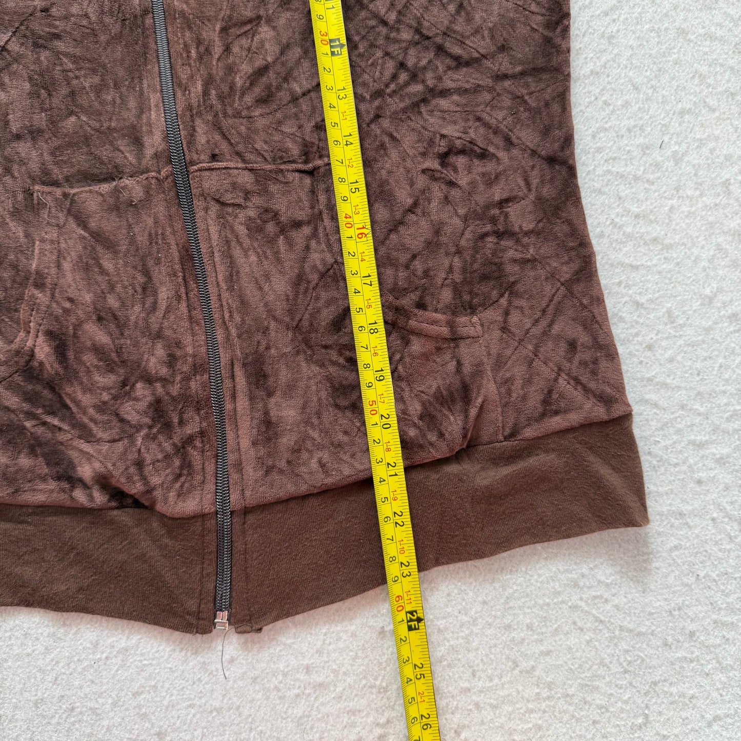 Vintage Juicy Couture Women Dark Brown Velour Zip-Up Track Jacket Classic Size S