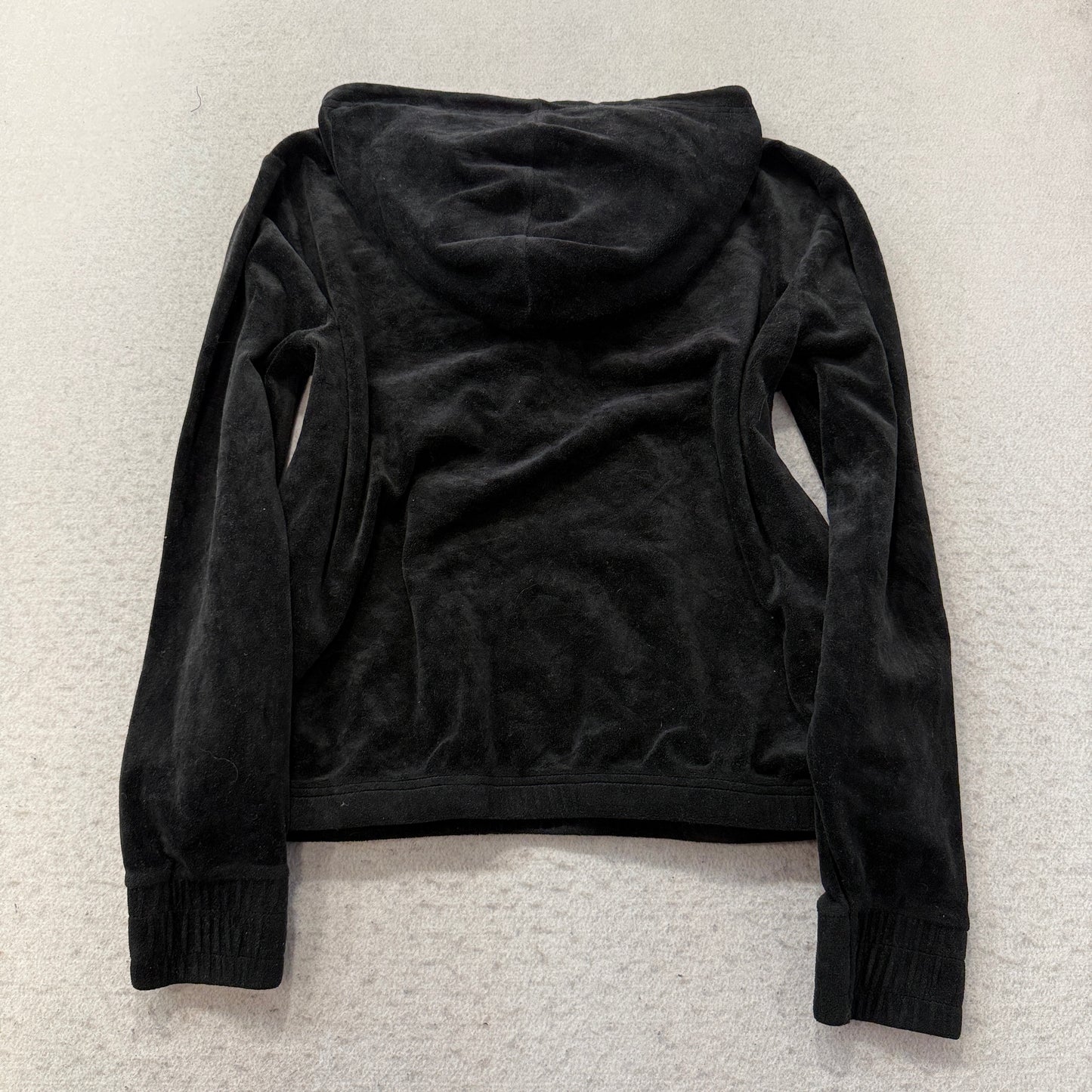 Fila Womens Black Fleece Hoodie Quarter Zip Logo Pullover Long Sleeve Top Size M