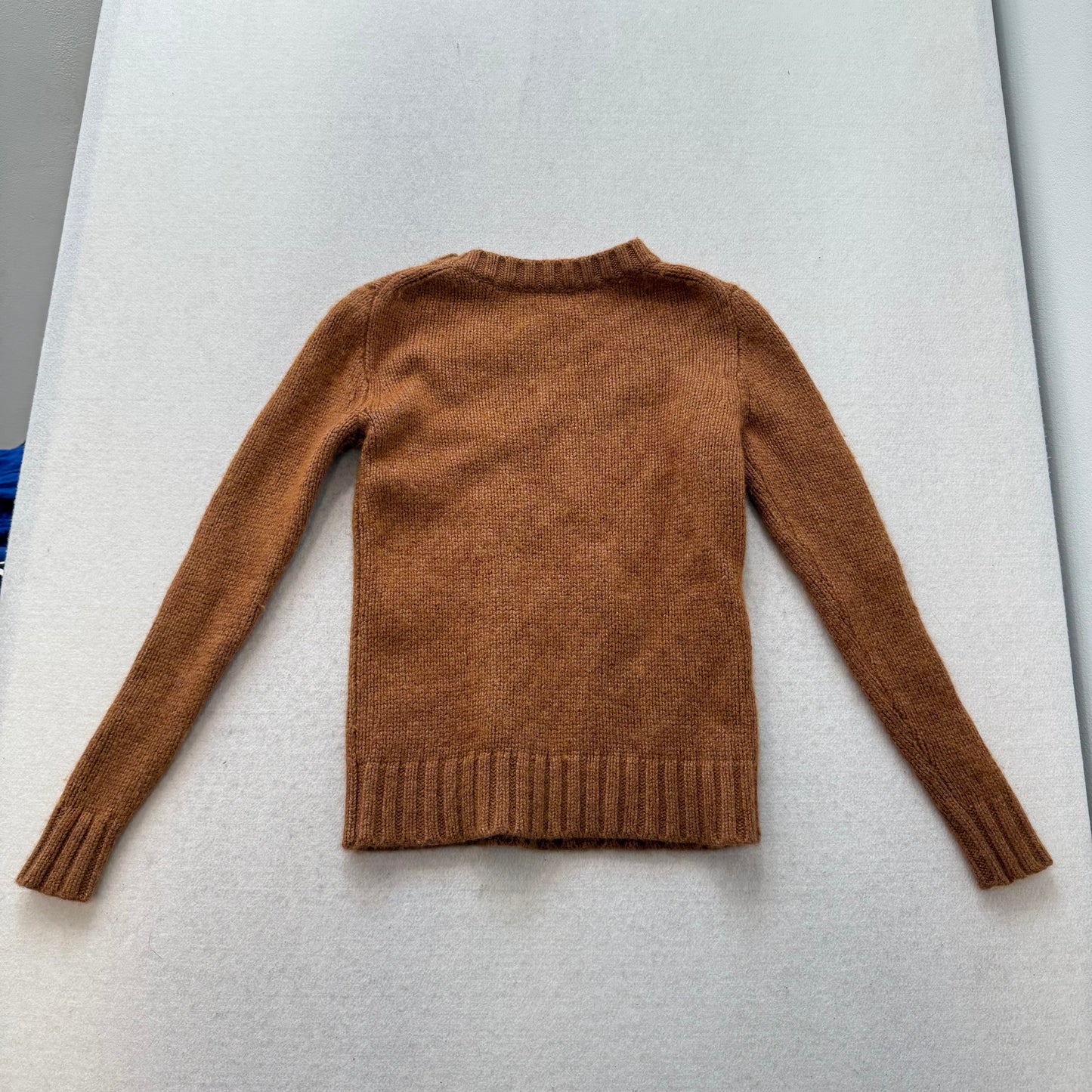 J.Crew Marnie Heather Camel Sweater Crew Neck Pull-Over Ribbed Hem Size XXS