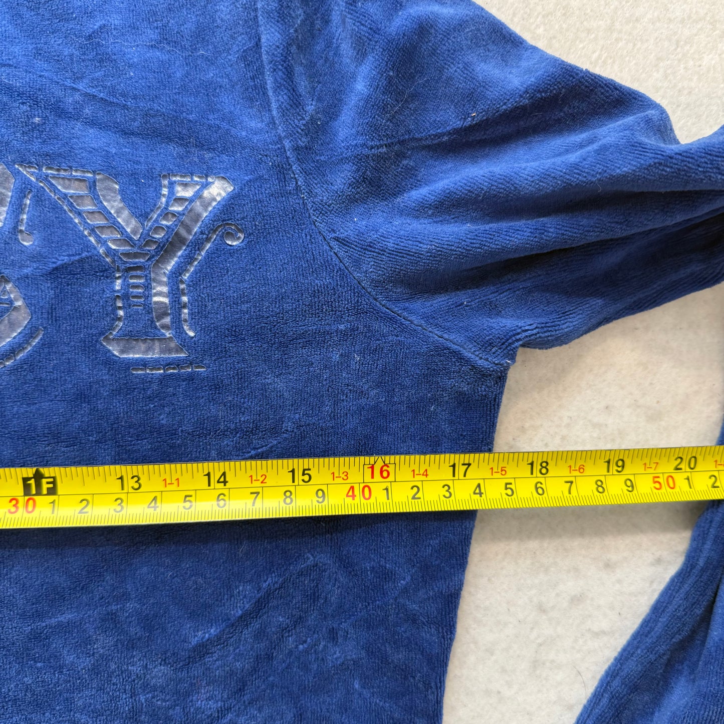 Vintage Juicy Couture Womens Royal Blue Velour Zip Up Hoodie Graphic Logo Size L