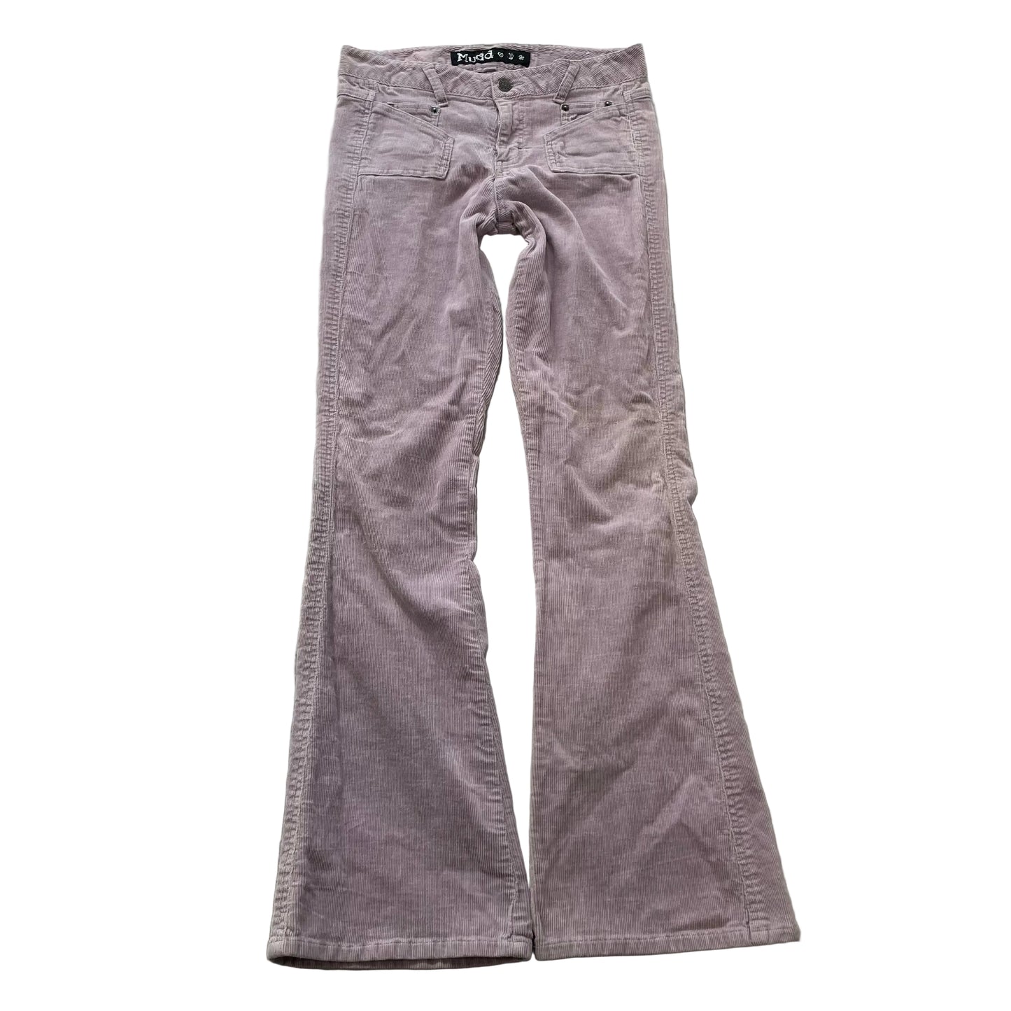 Mudd Women's Light Purple Flared Leg Corduroy Pants Drawstring Stretch Size 3