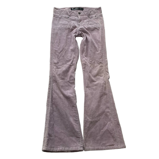Mudd Women's Light Purple Flared Leg Corduroy Pants Drawstring Stretch Size 3