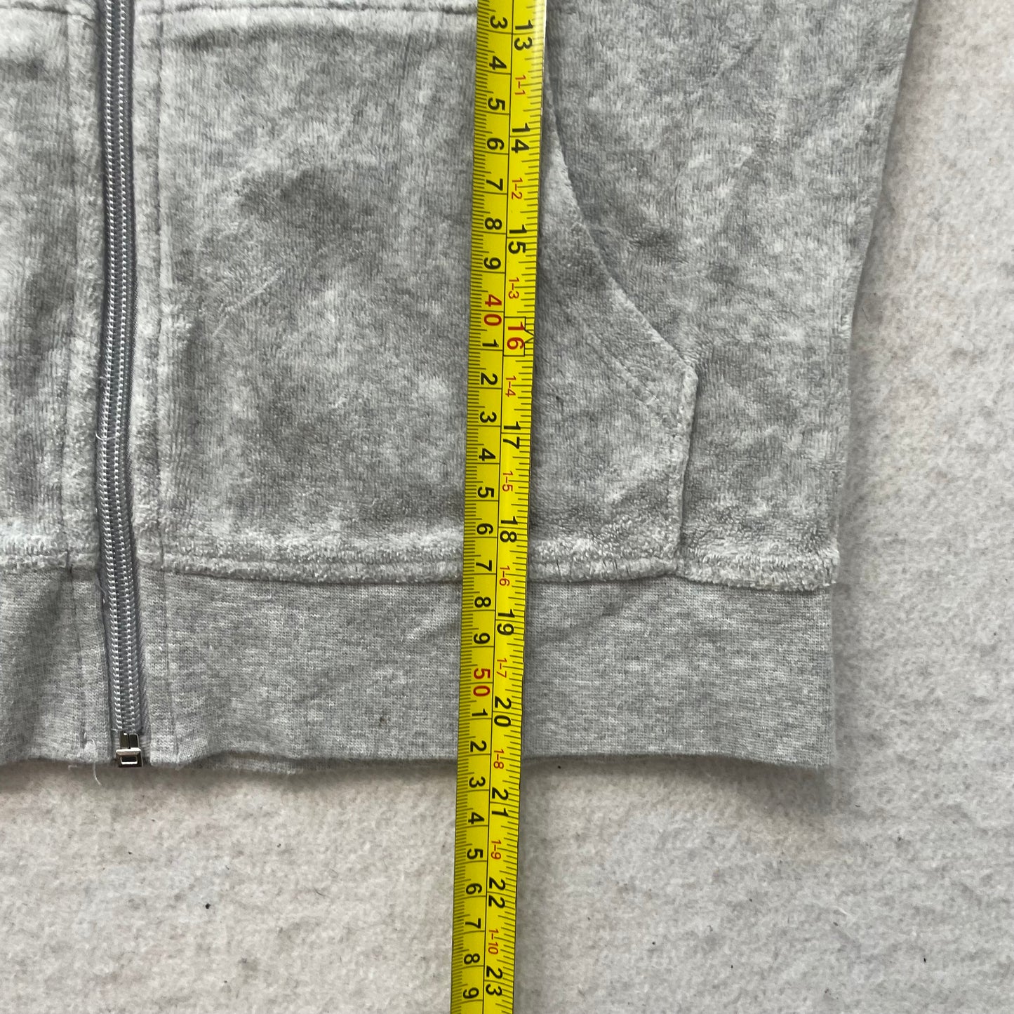 Vintage Juicy Couture Women Gray Velour Tracksuit Set Hoodie & Flare Pant Size S