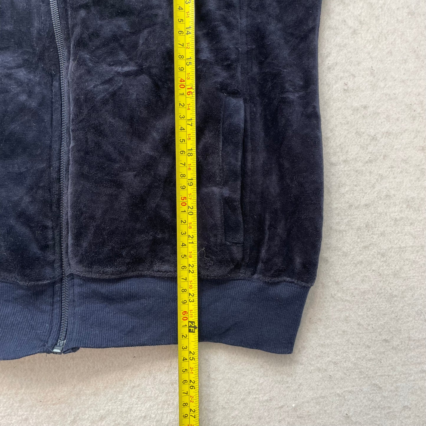 Juicy Couture Women's Navy Blue Velour Full Zip Track Jacket Performance Size XL
