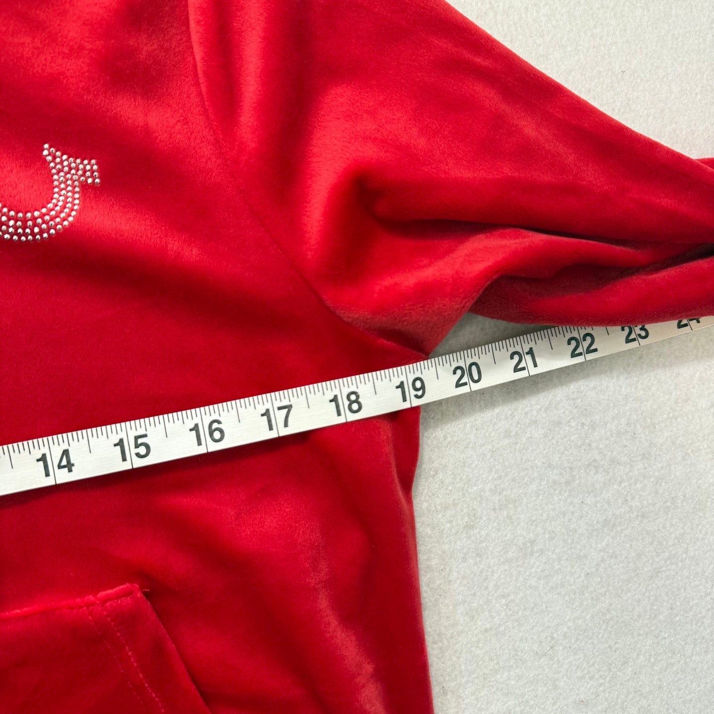True Religion Red Velour Rhinestone Wings Zip Hoodie Y2K NWT Size M