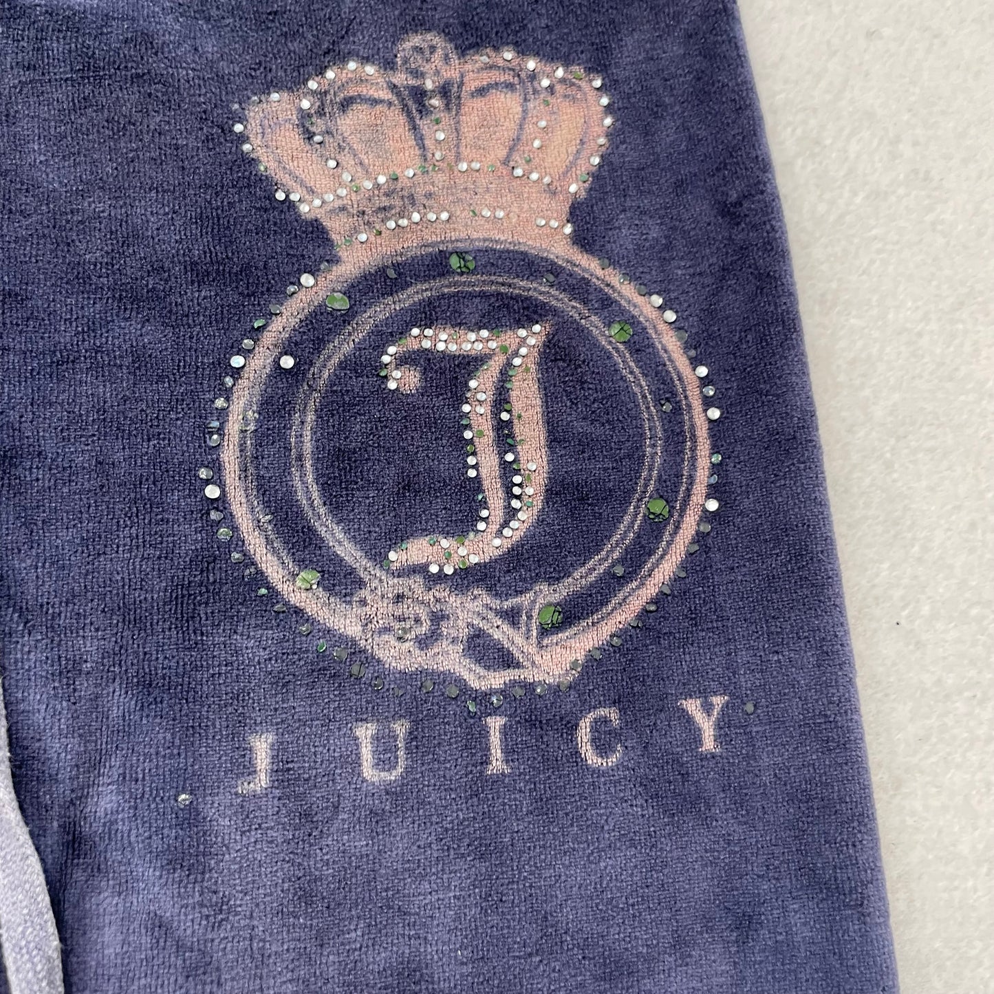 Juicy Couture Women's Navy Velour Tracksuit Sets Rhinestones Graphic Logo Size M
