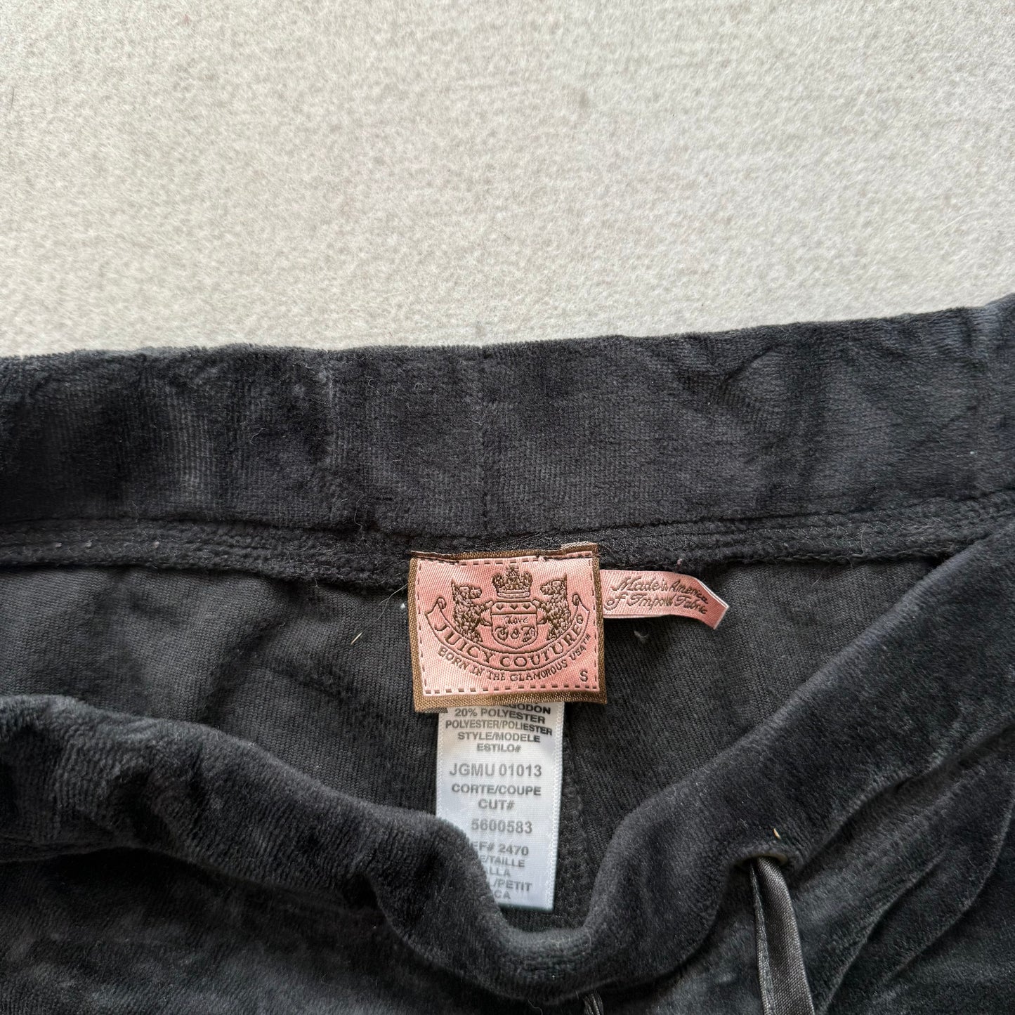 Vintage Juicy Couture Women's Black Velour Wide Leg Track Pant Drawstring Size S