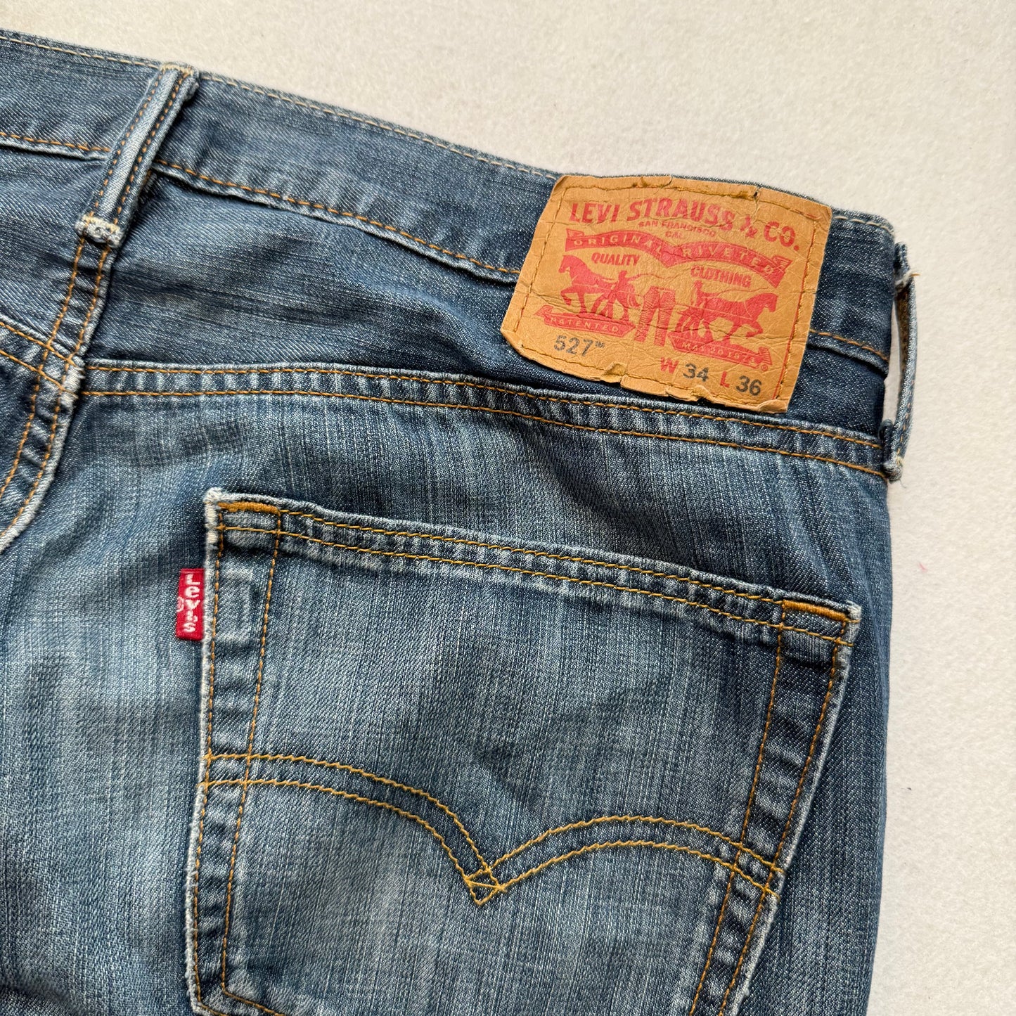 Levi's 527 Men's Blue Slim Bootcut Denim Jeans Pockets Classic Fit Size 34x36