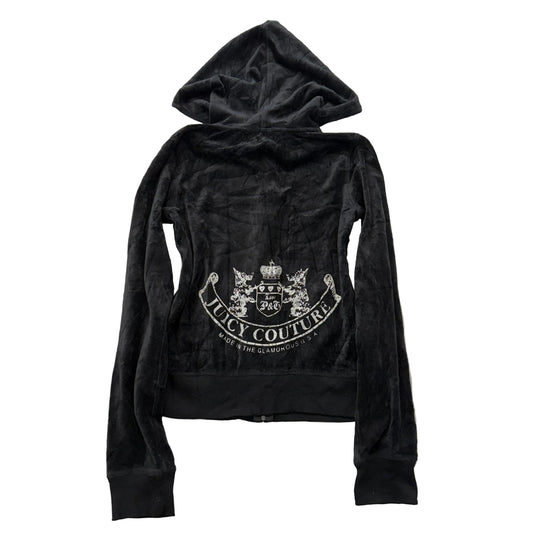 Vintage Juicy Couture “Scottie Dogs” Women's Black Velour Full Zip Hoodie Size S