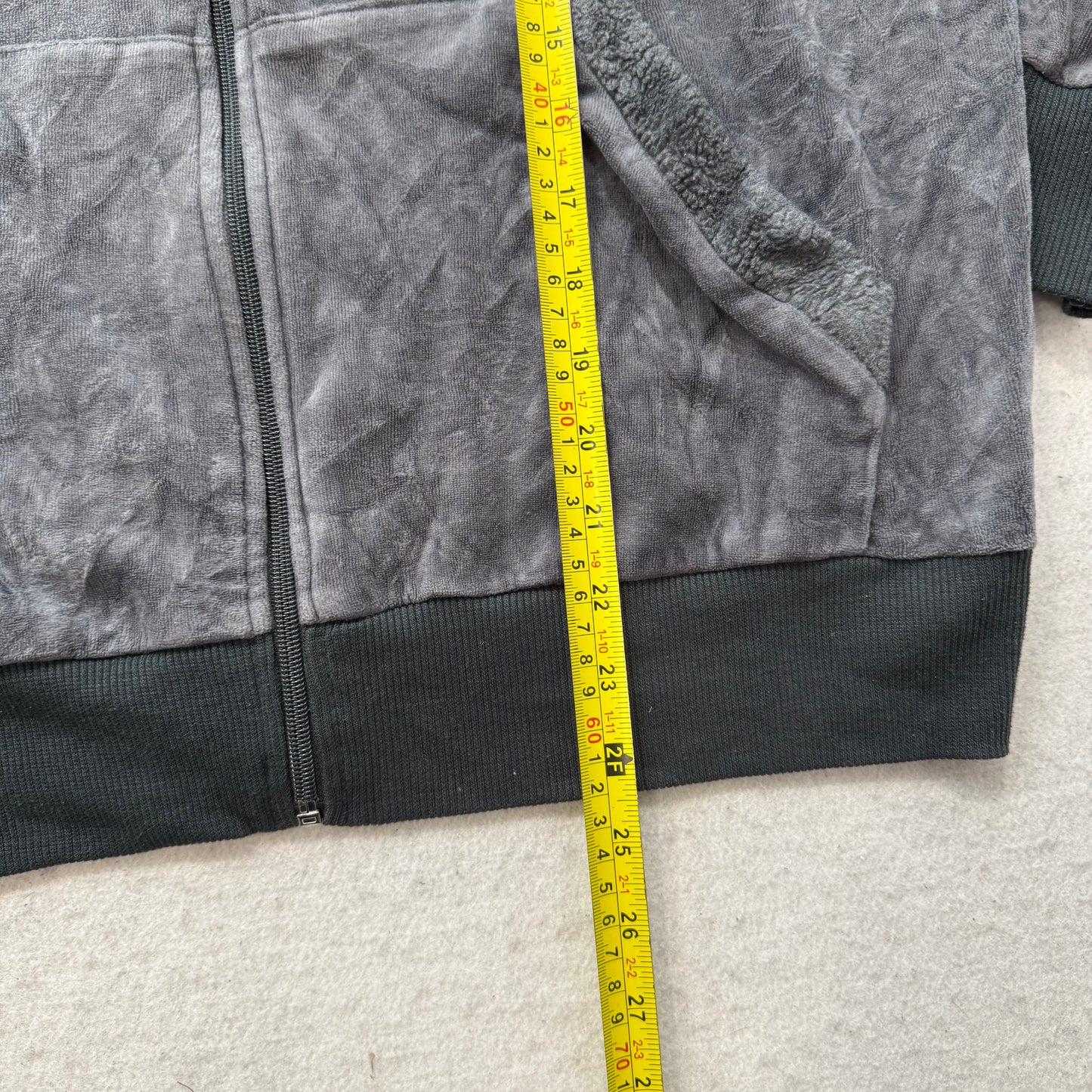 Juicy Couture Women's Anthracite Gray Velour Zip Up Hoodie Graphic Logo Size XL