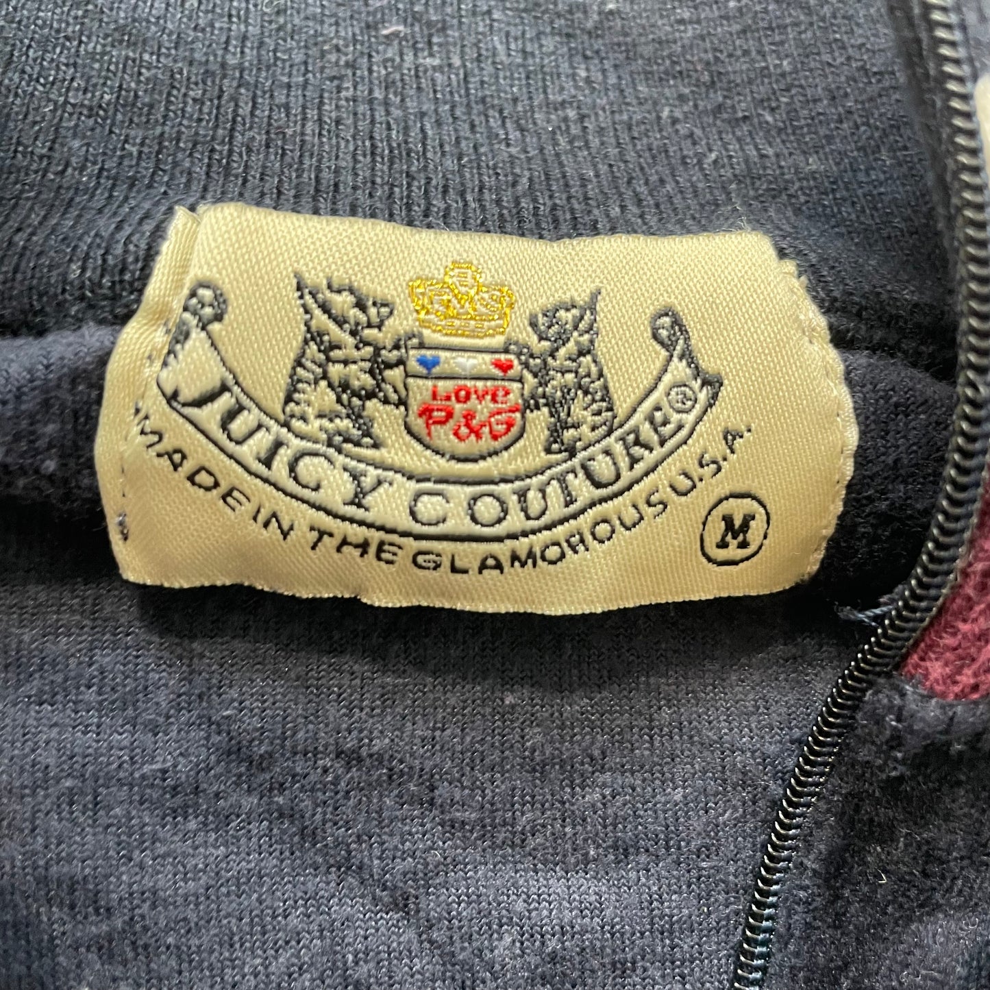 2003 Vintage Juicy Couture Women's Navy Velour Full Zip Track Jacket Y2k Size M