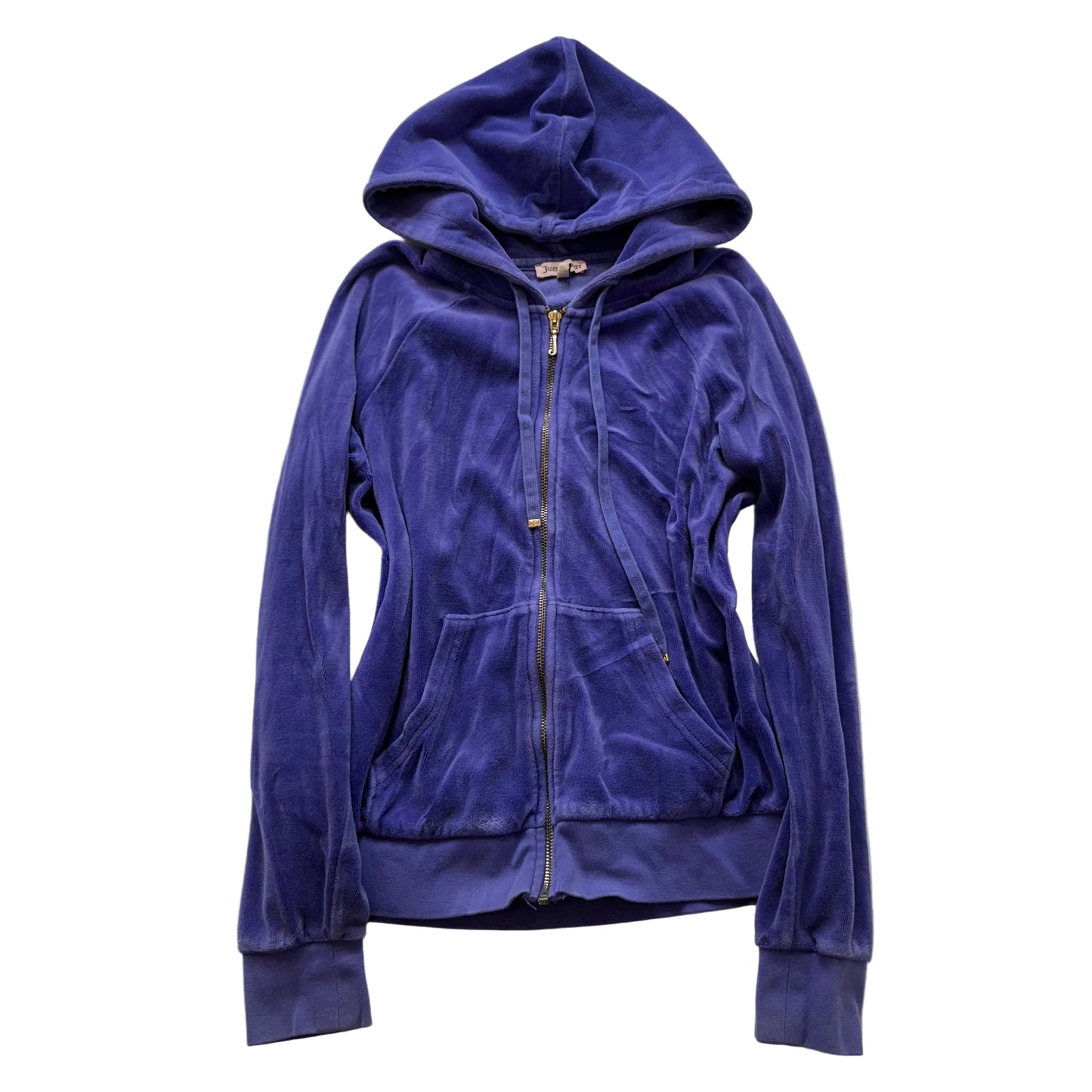 Juicy Couture Women's Royal Blue Velour Zip-Up Hoodie Drawstring Y2K Size XS