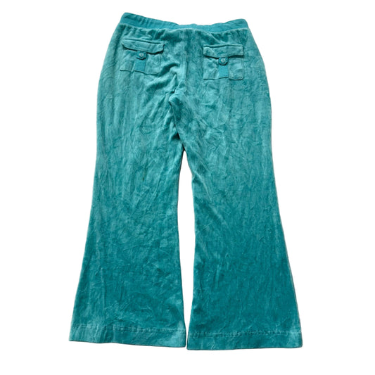 Juicy Couture Womens Turquoise Velour Flared Track Pant Snap-Flap Pockets Size M