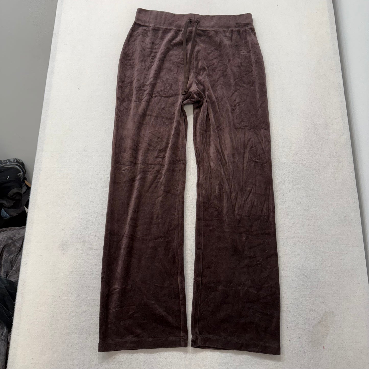 Juicy Couture Brown Velour Tracksuit Set Zip Up Hoodie & Flared Pant Logo Size M