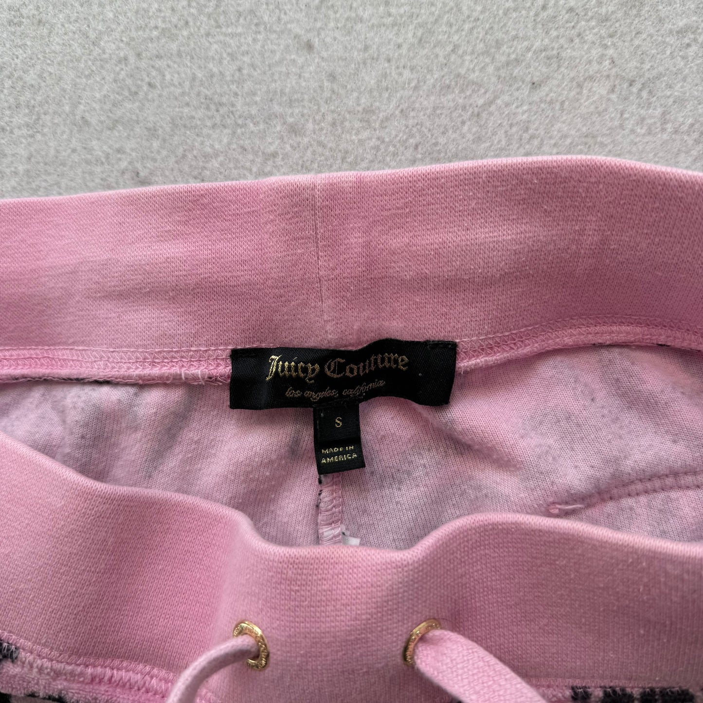 Juicy Couture Womens Pink Black Velour Mini Shorts Palm Tree Print Pocket Size S