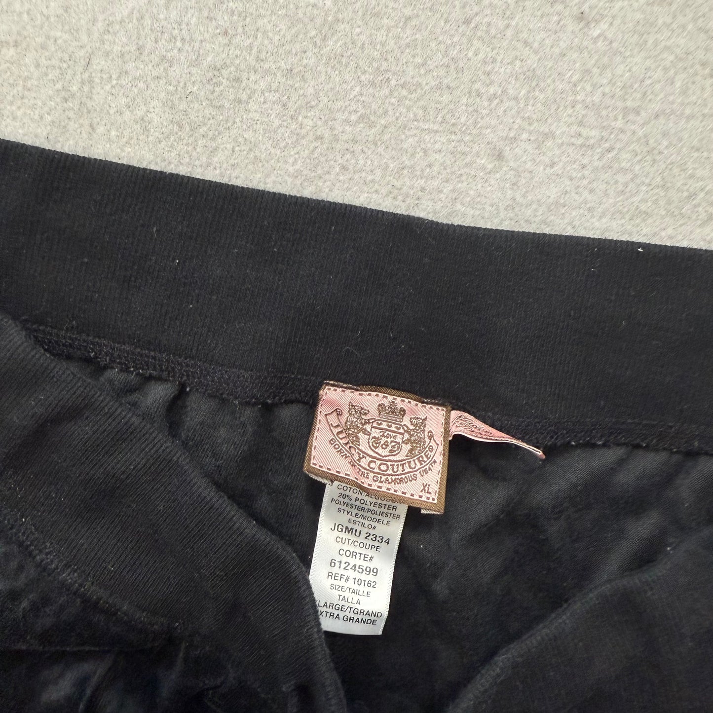 Juicy Couture Women's Black Velour Wide Leg Flared Track Pants Pockets Size XL