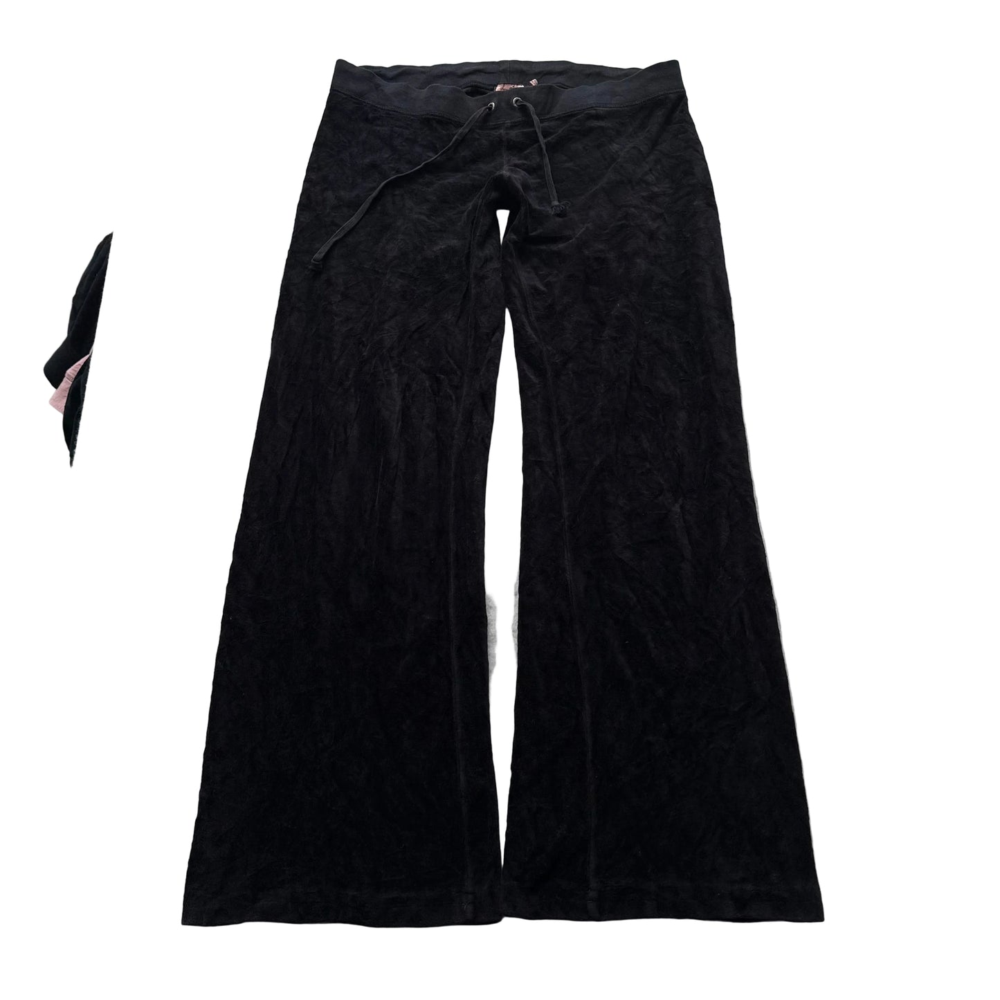 Vintage Juicy Couture Women's Black Velour Flared Track Pant Drawstring Size S
