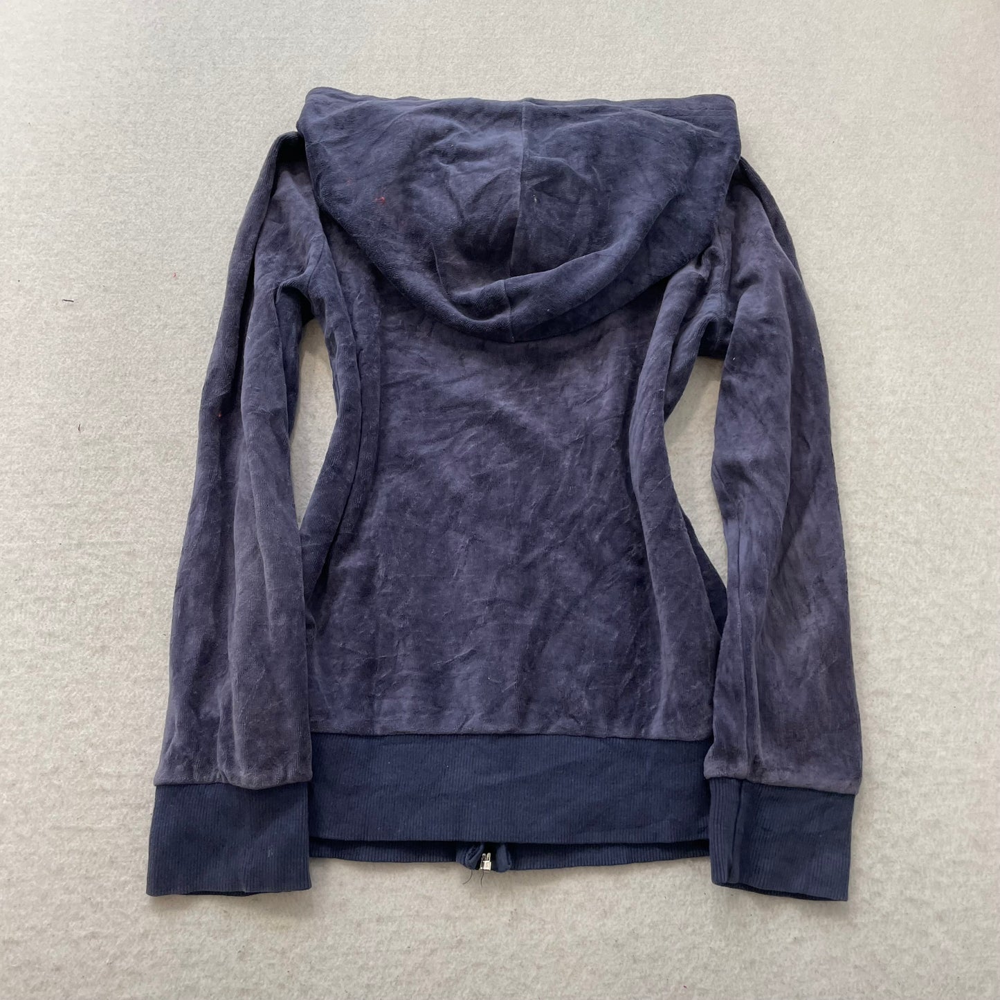 Vintage Juicy Couture Womens Navy Blue Velour Tracksuit Set Hoodie & Pant Size S