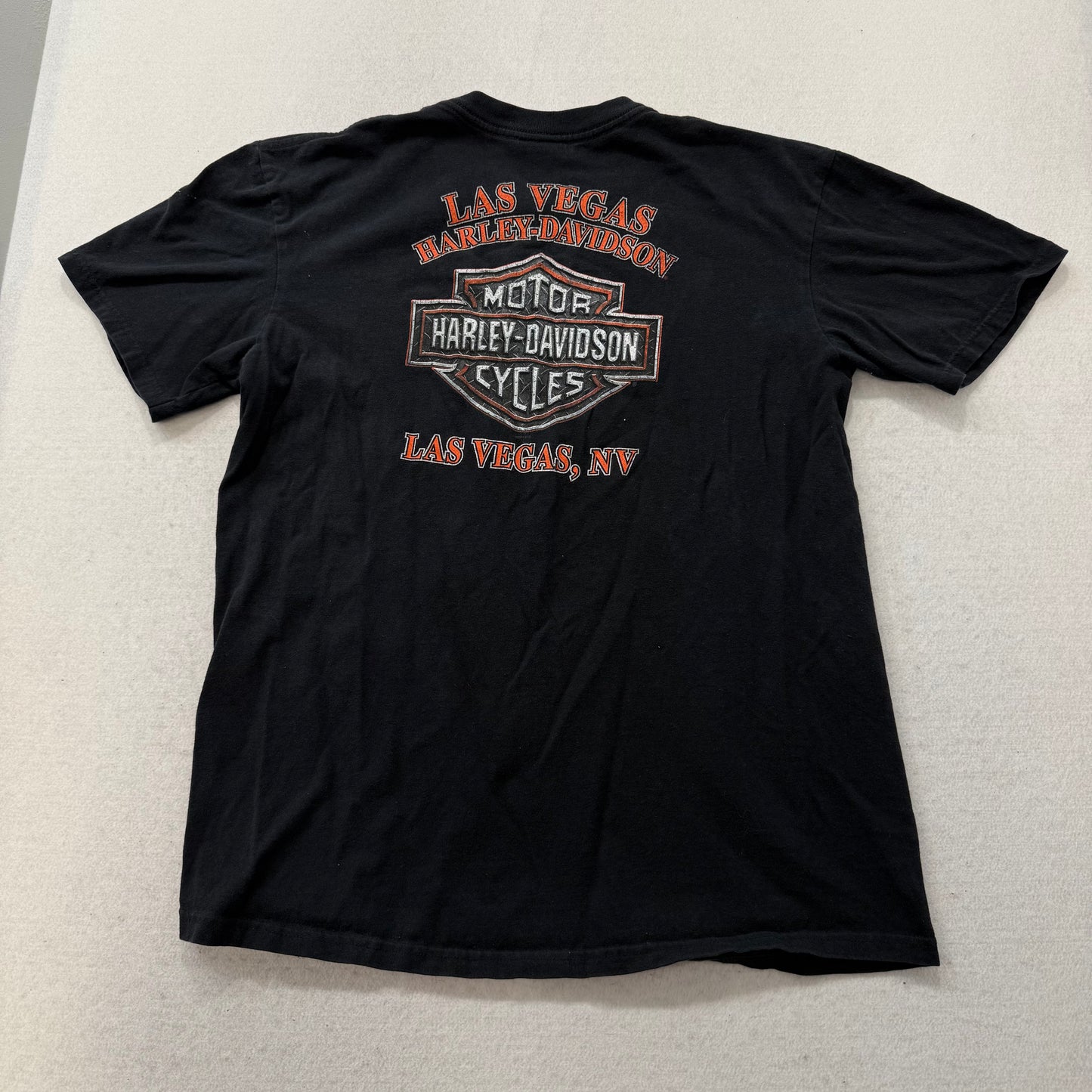 Harley-Davidson Men's Black Cotton T-Shirt Winged Skull H-D Graphic Tee Size L