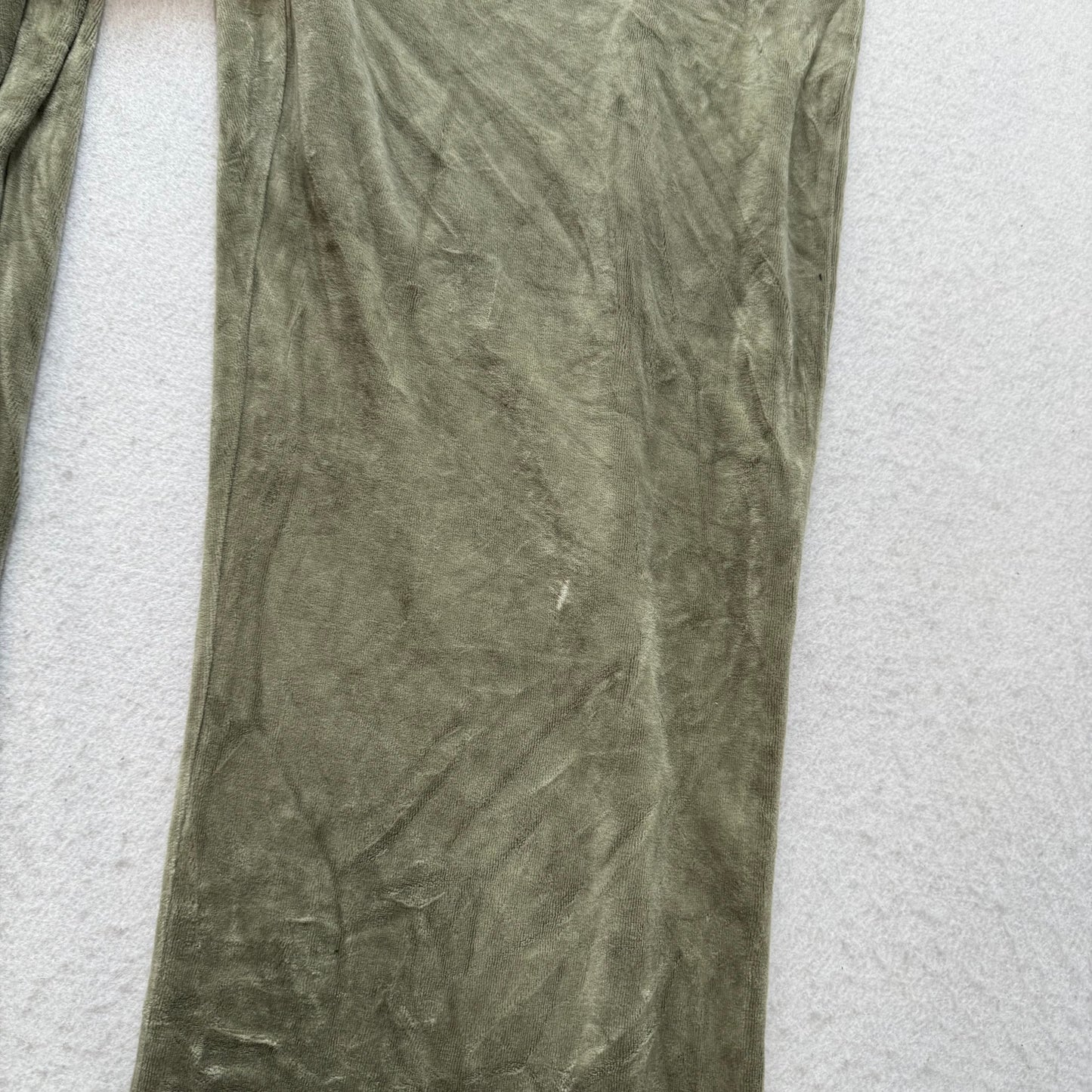 Juicy Couture Womens Light Olive Velour Tracksuit Set Hoodie & Pant Y2k Size L/M