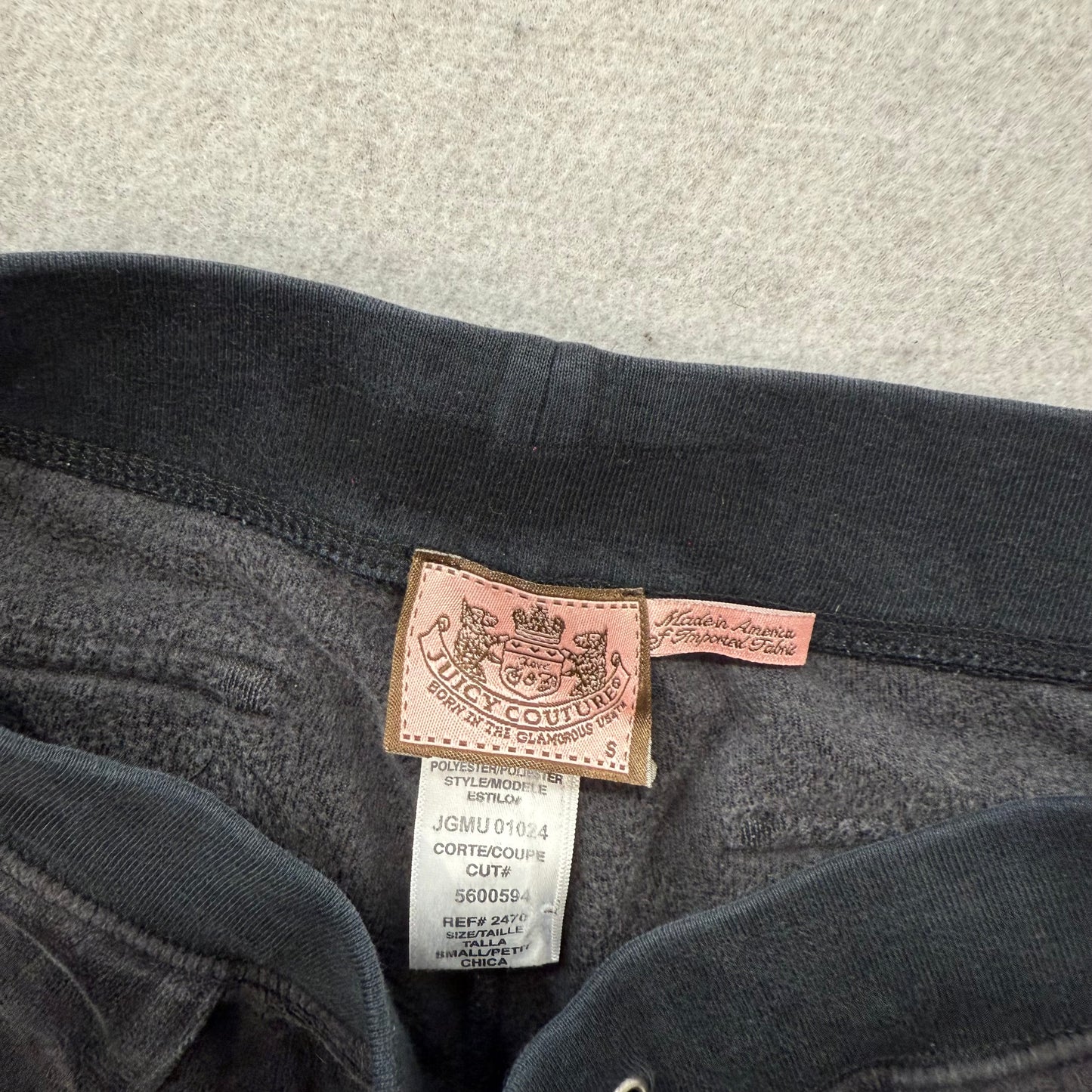 Vintage Juicy Couture Women's Black Velour Flared Track Pant Snap Pockets Size S