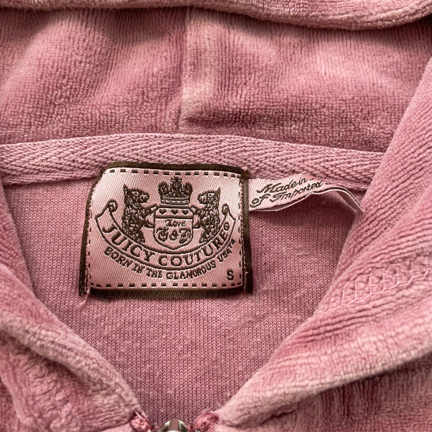 Vintage Juicy Couture Women's Dusty Pink Velour Zip-Up Hoodie Loungewear Size S