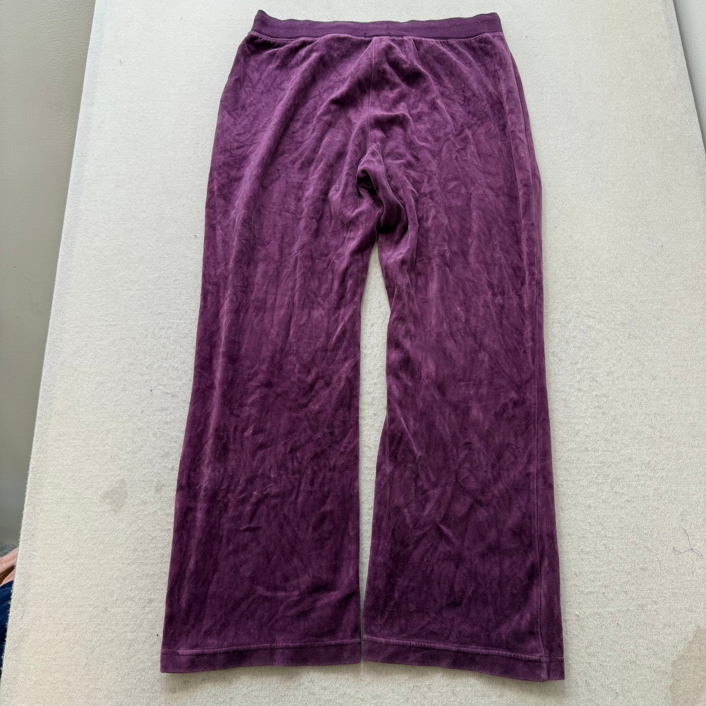 Vintage Juicy Couture Women's Purple Velour Flared Track Pants Drawstring Size L