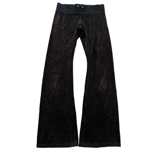 Vintage Juicy Couture Women's Black Velour Flared Track Pants Loungewear Size S