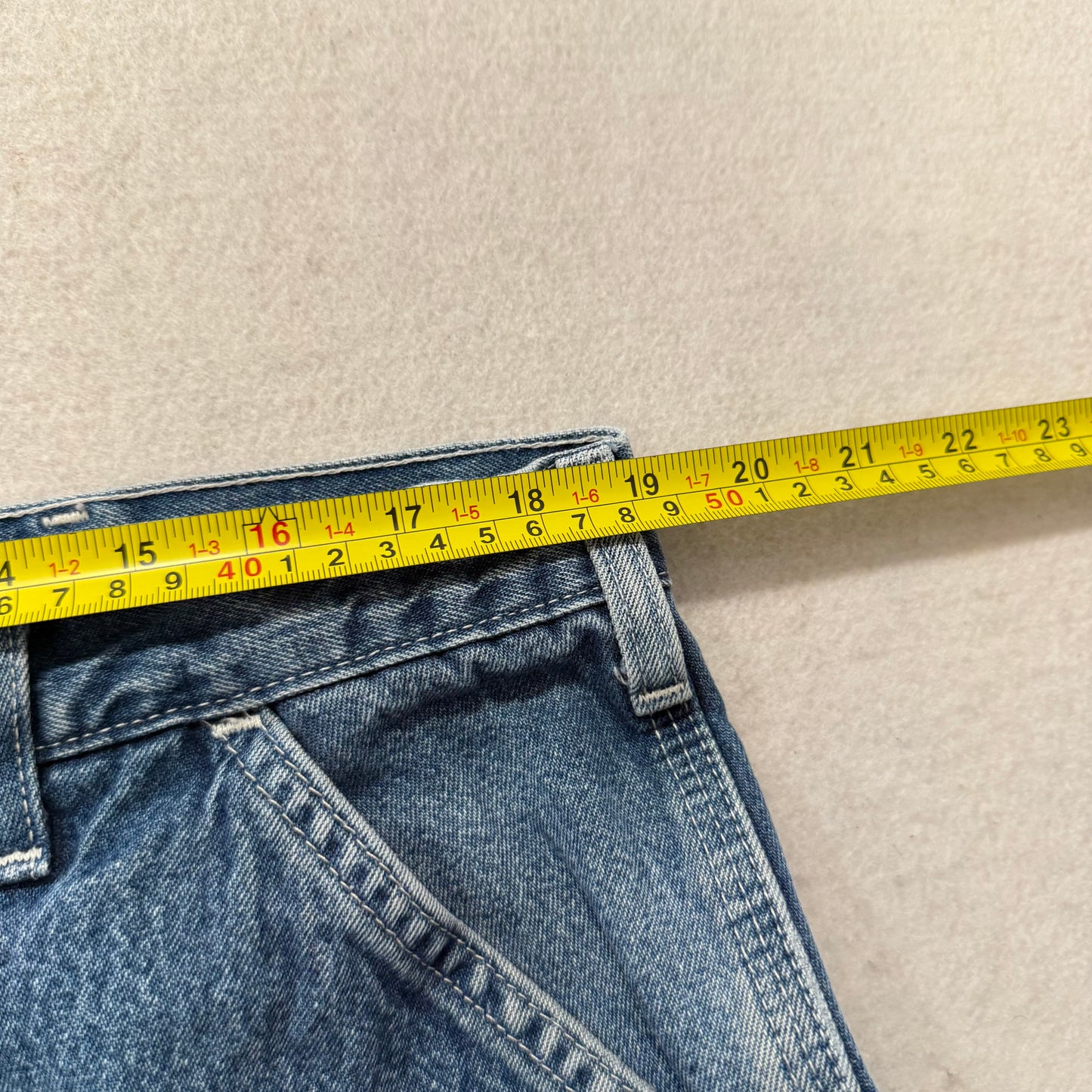 Carhartt Men's Medium Blue Denim Carpenter Jeans Tool Pockets Workwear Waist 38