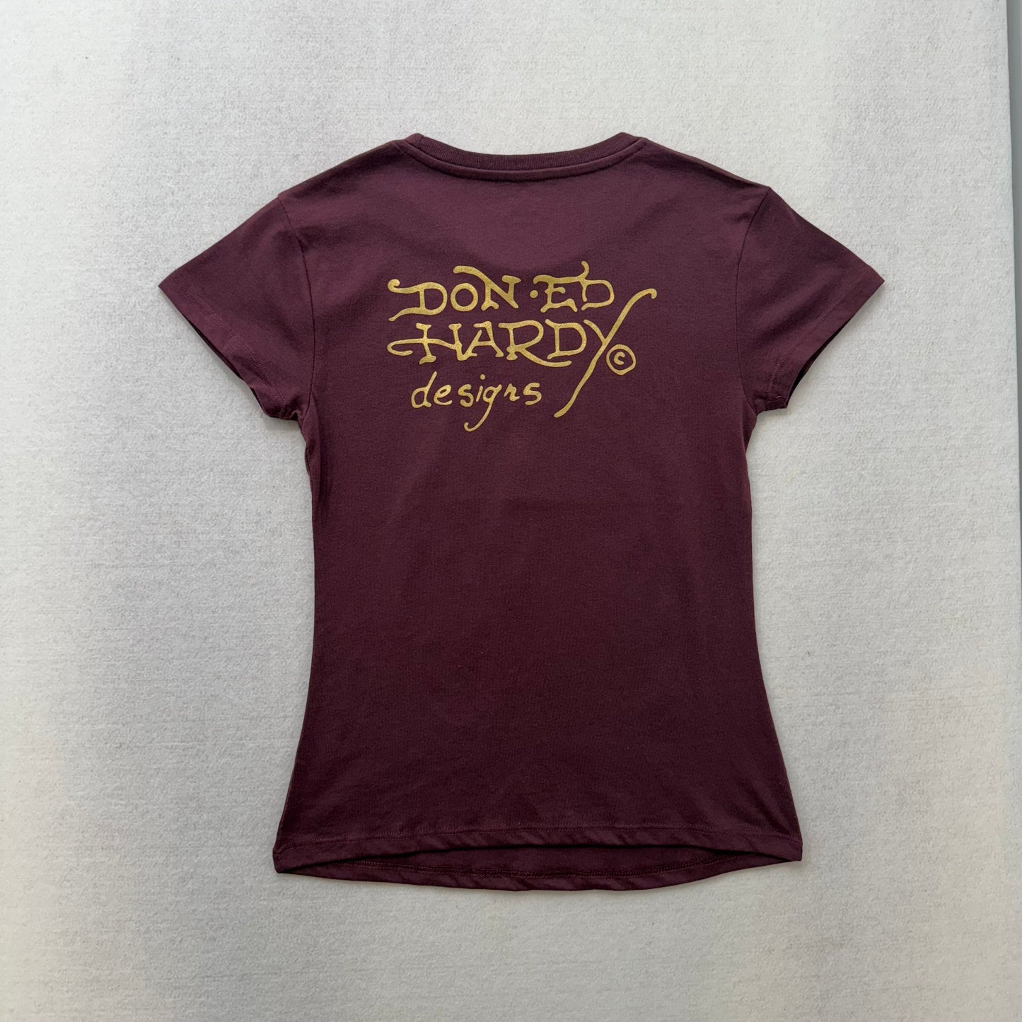 ED HARDY “Death Before Dishonor” BURGUNDY CAP SLEEVE BABY TEE