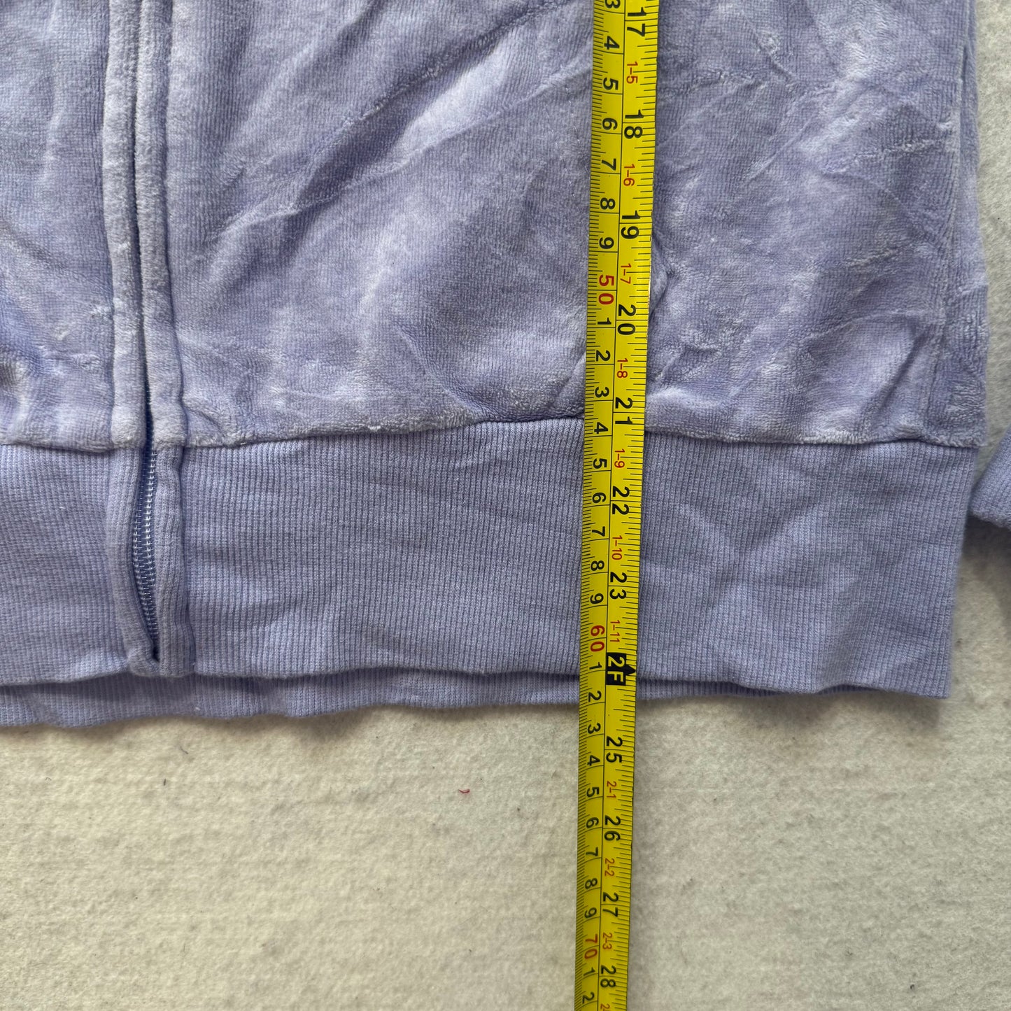Juicy Couture Los Anglos Lavender Velour Zip-Up Hoodie Rhinestone Pockets Size M