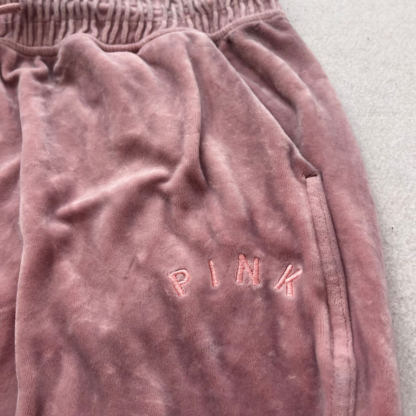 Victoria's Secret PINK Women Mauve Velour Jogger Sweatpants Ankle Zip Size L