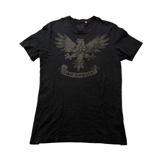 Guess Men's Black Cotton T-Shirt Short Sleeve Crewneck Rock Eagle Graphic Size L