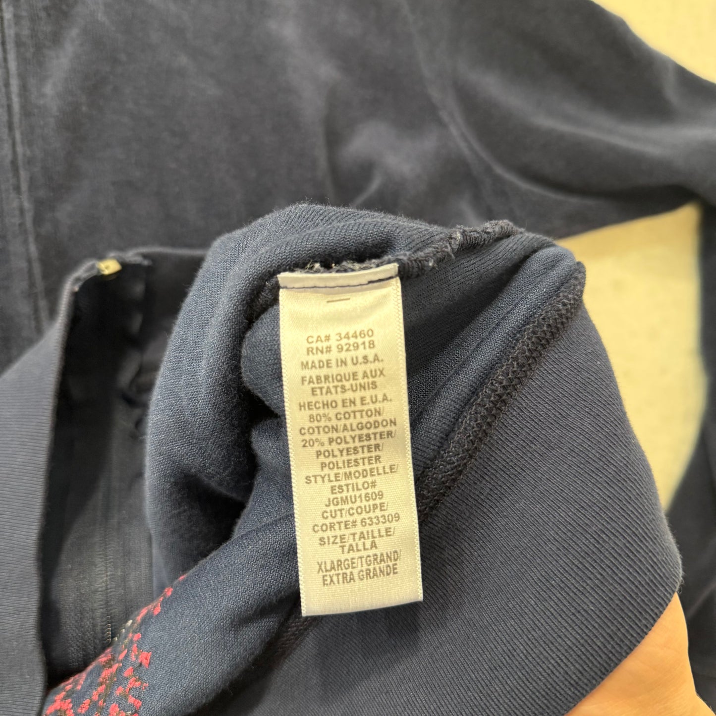 Juicy Couture Women's Navy Blue Terrycloth Full Zip Hoodie Graphic Logo Size XL