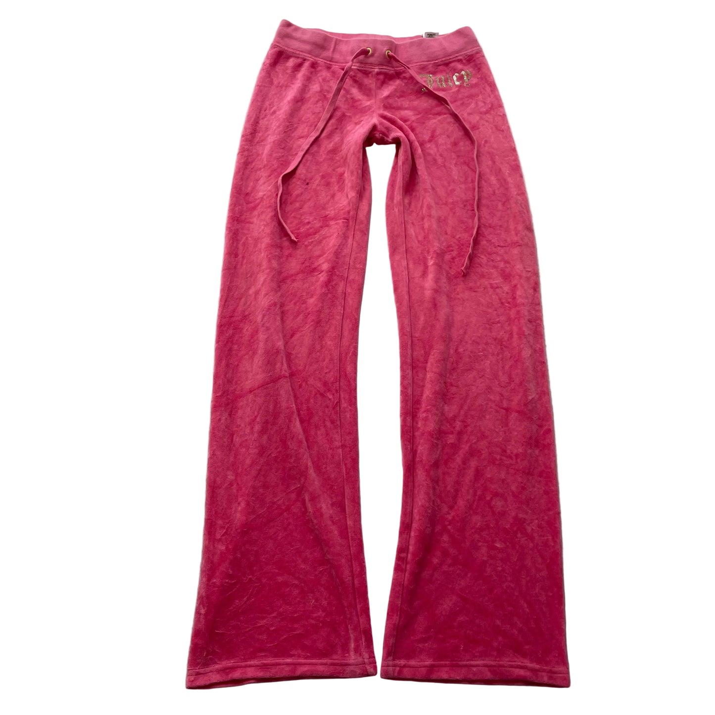 Juicy Couture Women's Hot Pink Velour Flared Track Pants Glitter Logo Size XS