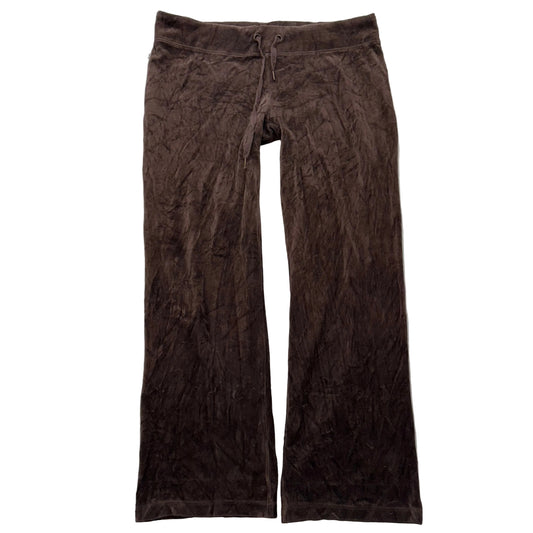 Juicy Couture Brown Velour Flare Track Pants Drawstring Classic Low Rise Size XL